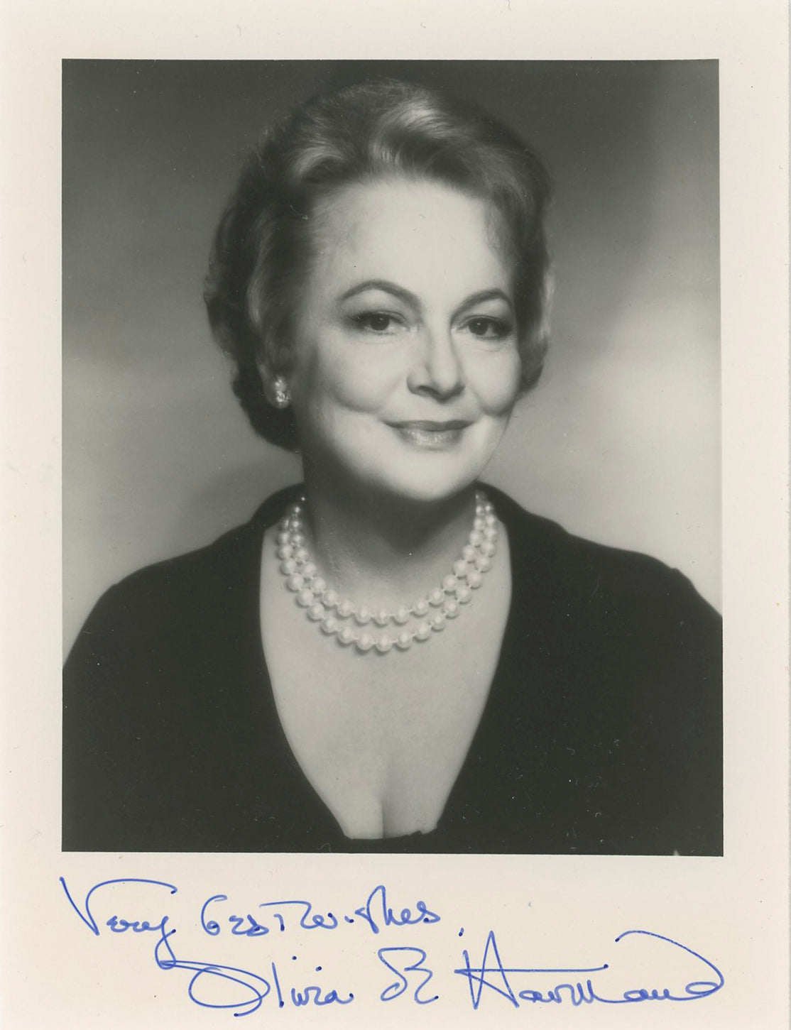 Olivia de Havilland Gone with the Wind Signed 3.75x5 Photo BAS #BK43361