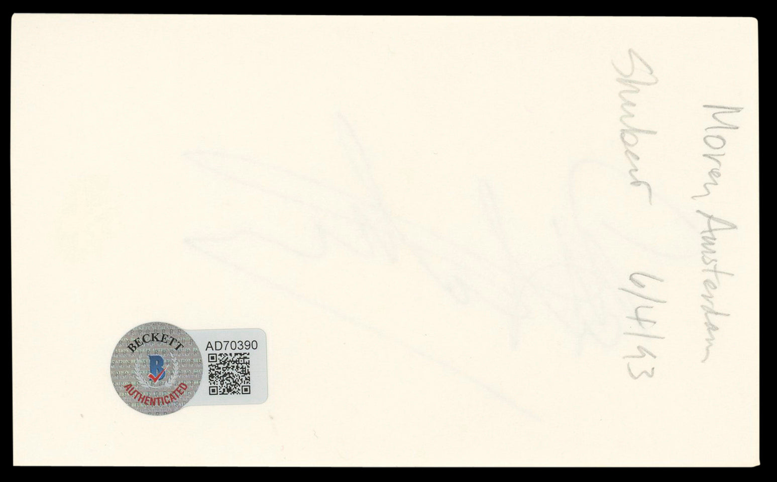 Morey Amsterdam Dick Van Dyke Show Signed 3x5 Index Card BAS #AD70390