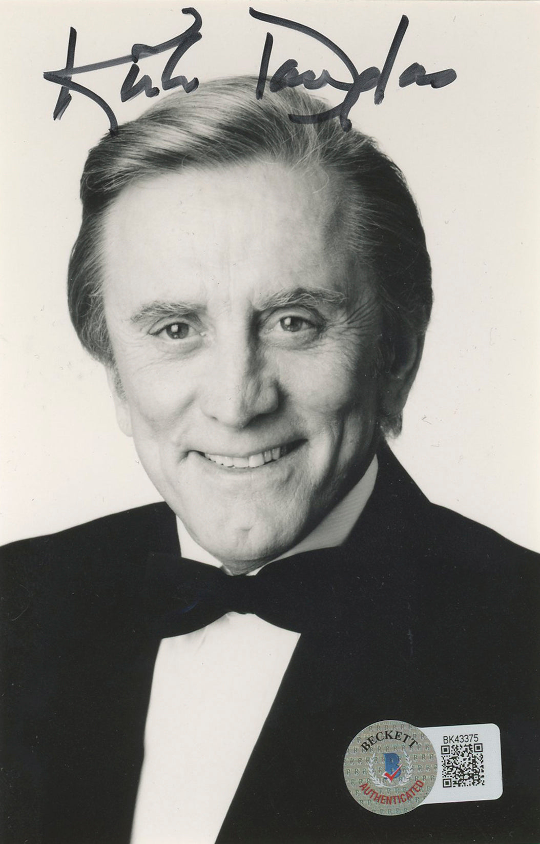 Kirk Douglas Spartacus Authentic Signed 3.5x5.5 Black & White Photo BAS #BK43375