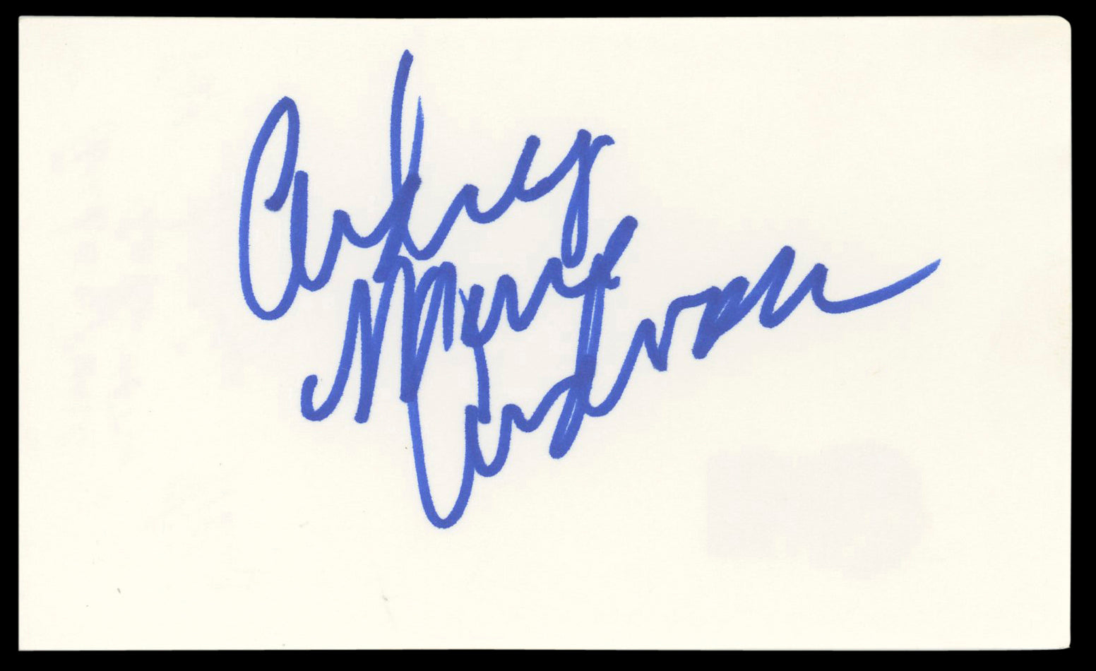 Audrey Marie Anderson The Unit Signed 3x5 Index Card Autographed BAS #AD70388
