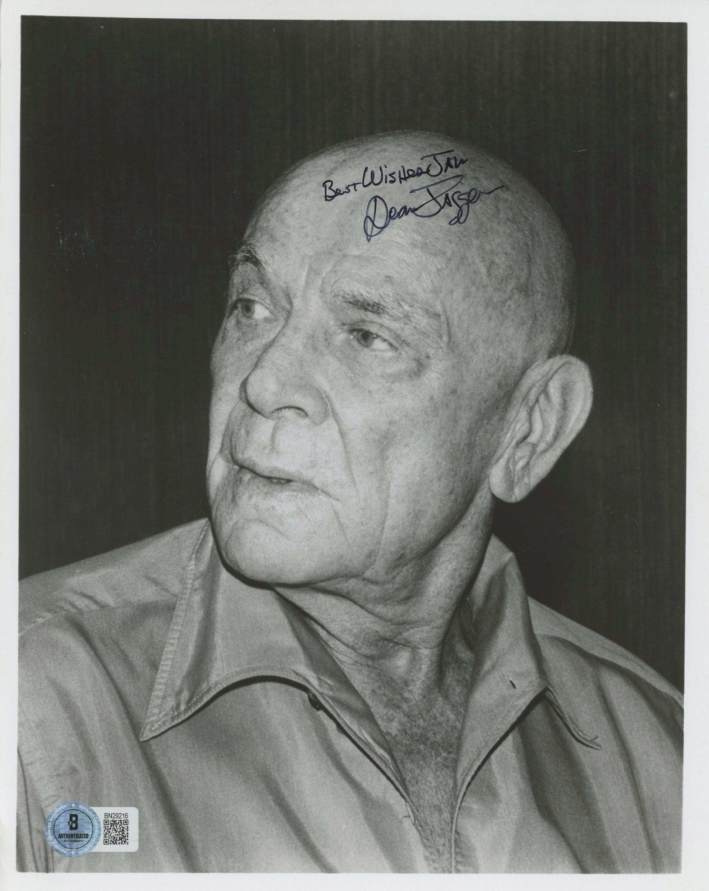 Dean Jagger Game of Death "Best Wishes Jan" Signed 8x10 Photo BAS #BN29216
