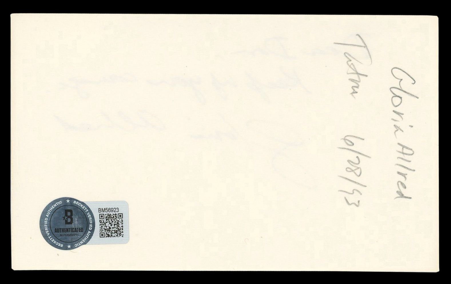 Gloria Allred activist Authentic Signed 3x5 Index Card BAS #BM56923