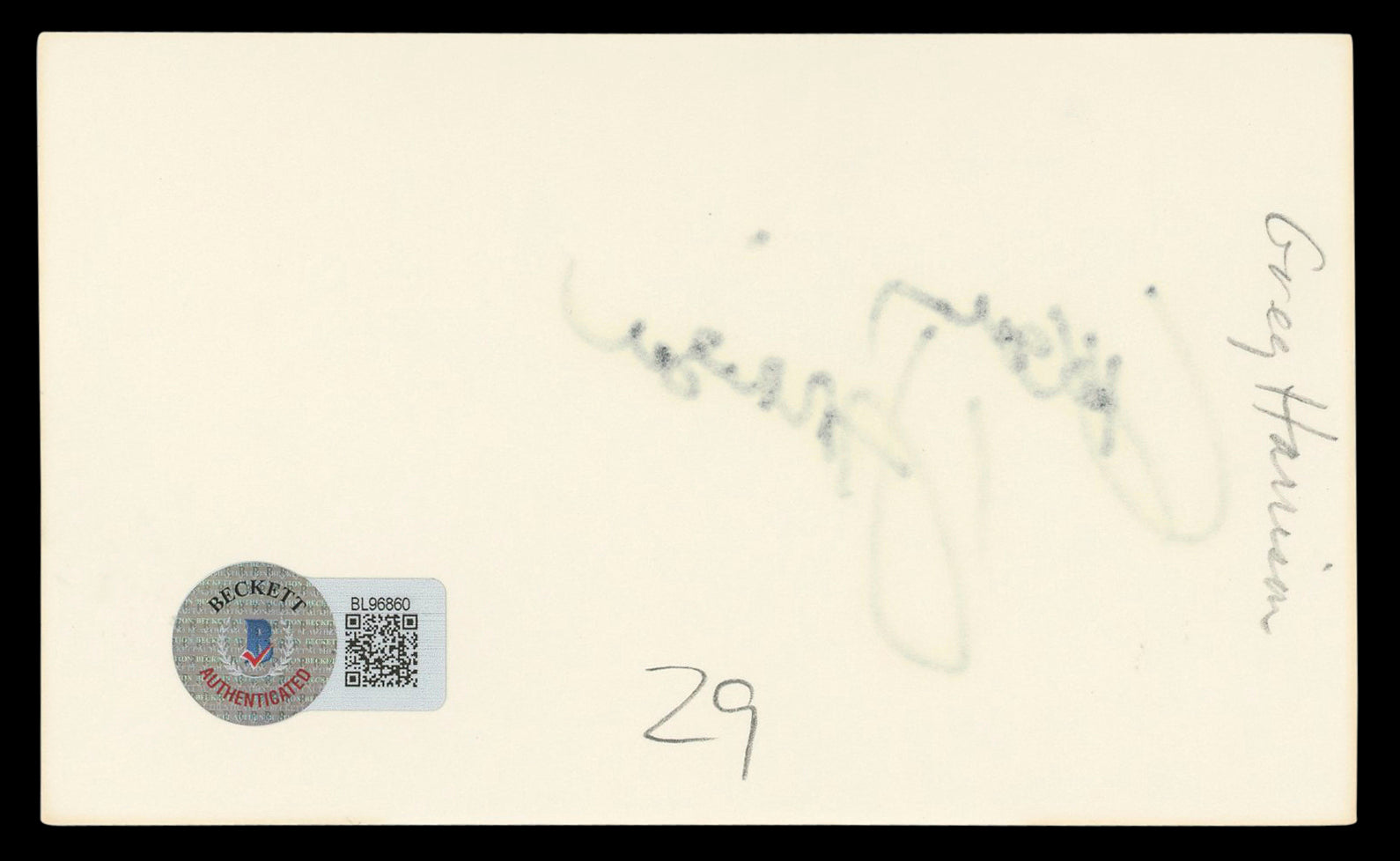 Gregory Harrison Trapper John, M.D. Authentic Signed 3x5 Index Card BAS #BL96860