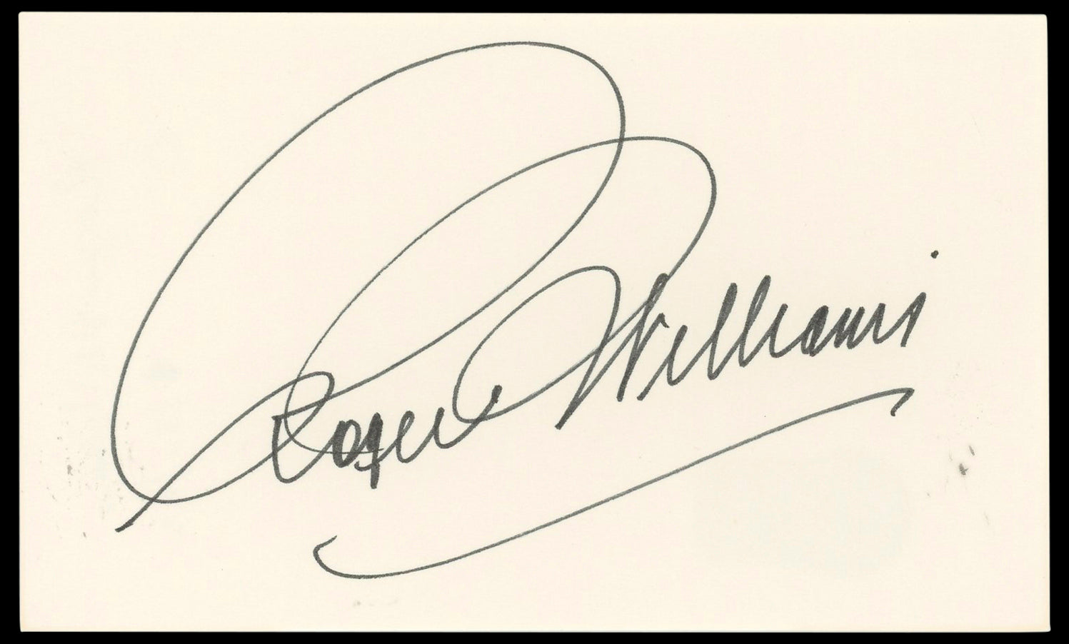 Roger Williams Pianist Authentic Signed 3x5 Index Card Autographed BAS #BP50644