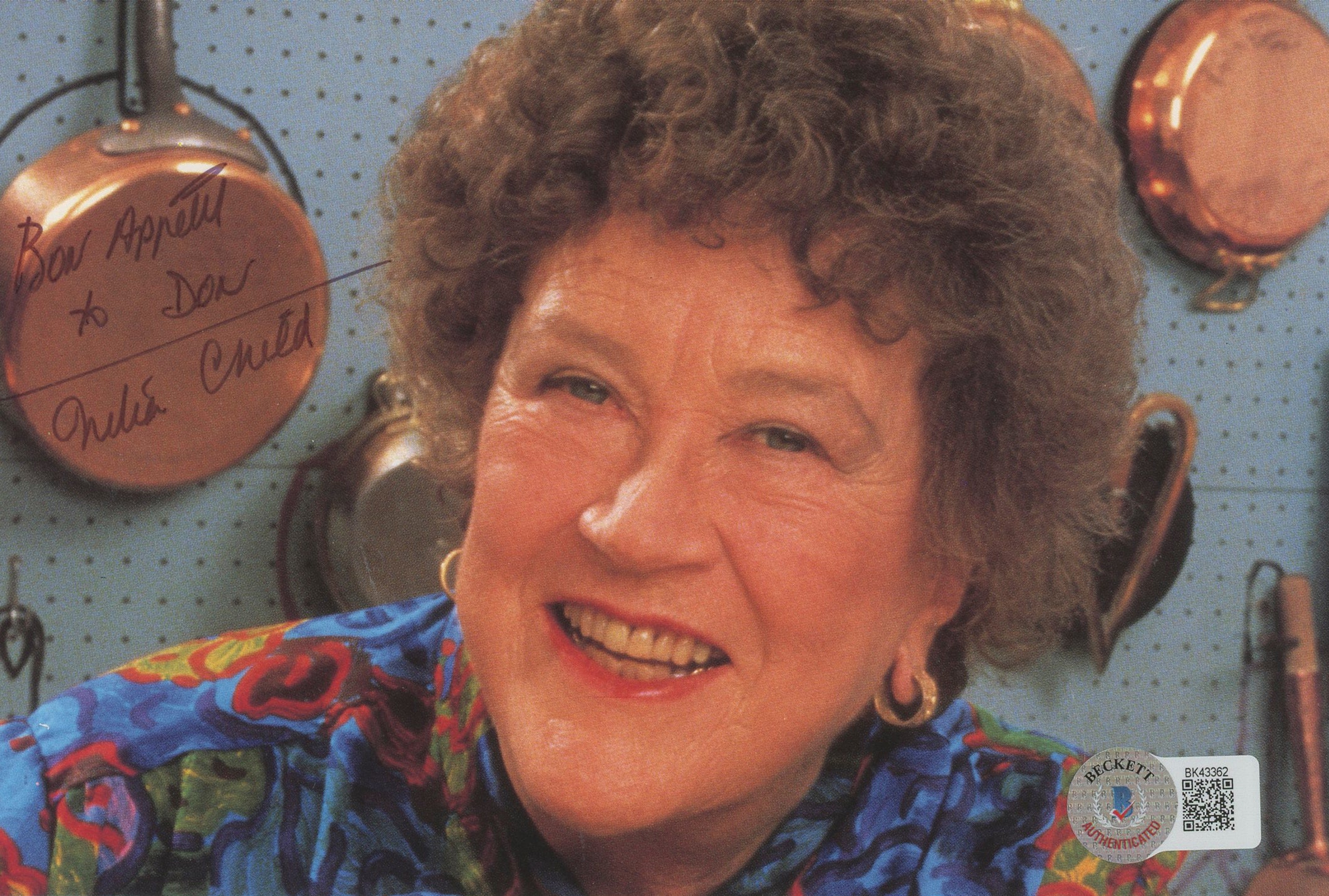 Julia Child "Bon Appetit to Don" Authentic Signed 7.25x4.75 Photo BAS #BK43362