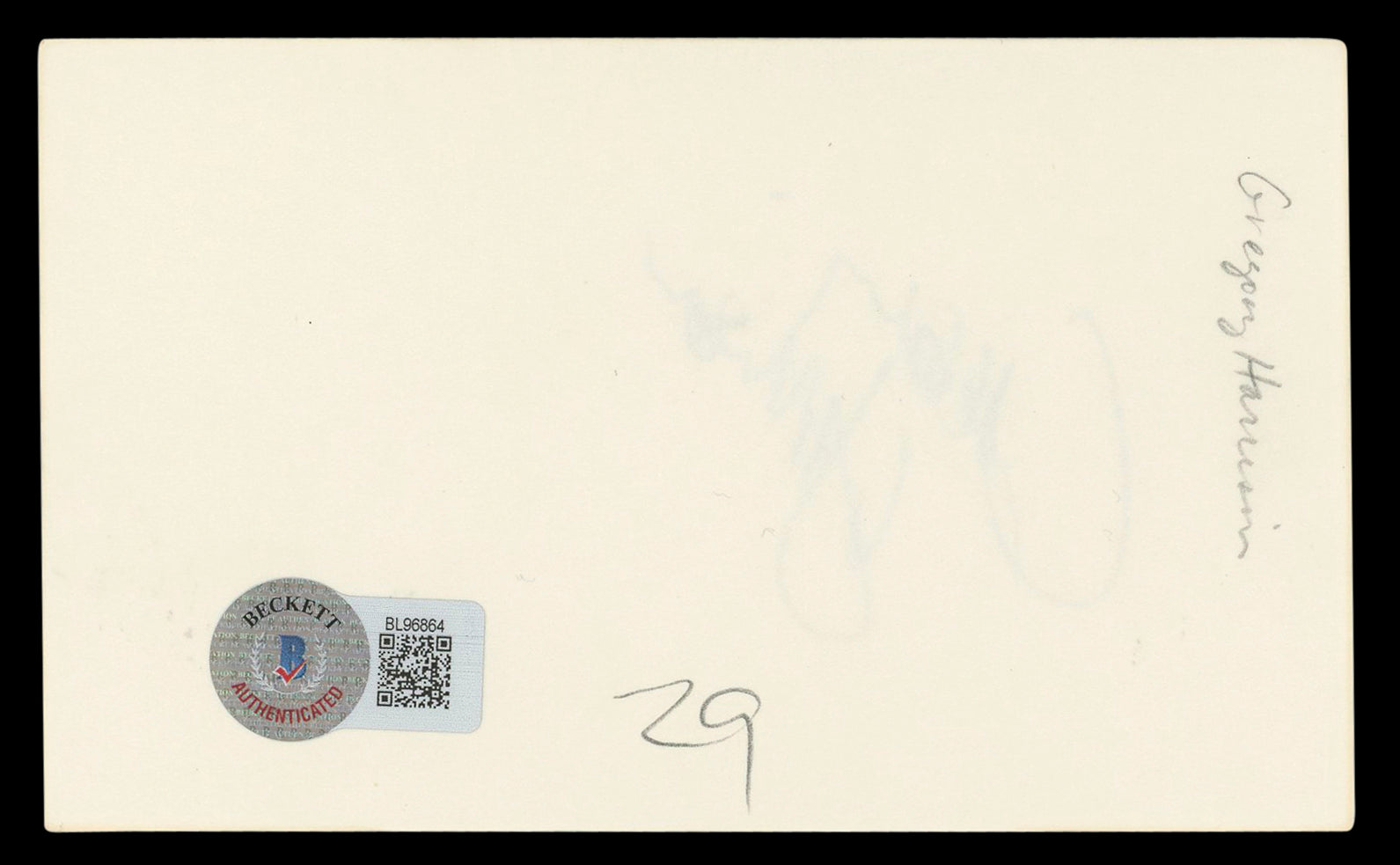 Gregory Harrison Trapper John, M.D. Authentic Signed 3x5 Index Card BAS #BL96864