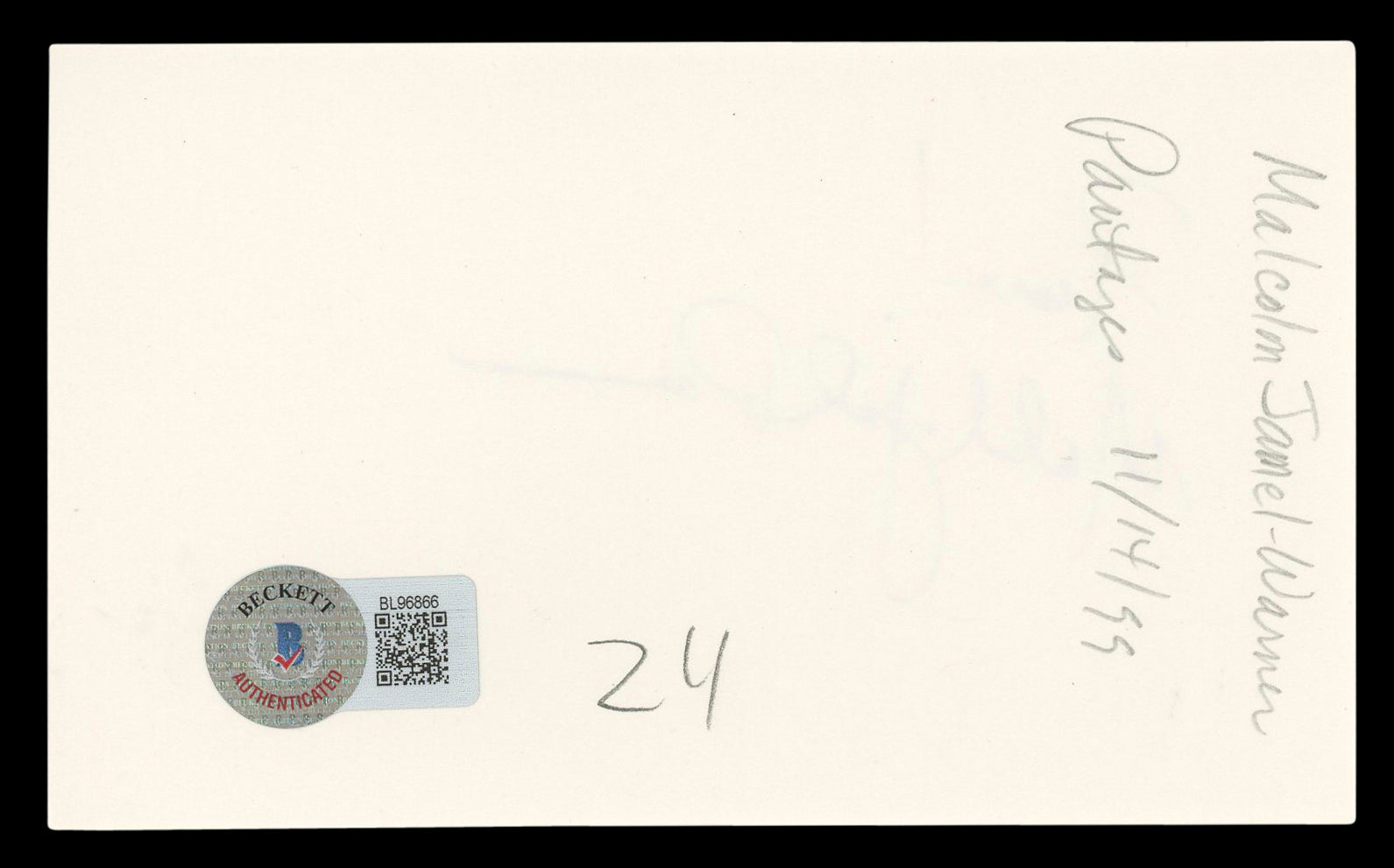 Malcolm-Jamal Warner The Cosby Show Authentic Signed 3x5 Index Card BAS #BL96866