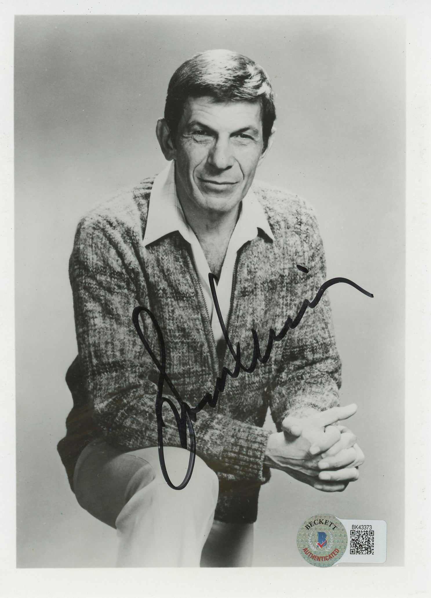Leonard Nimoy Star Trek Authentic Signed 5x7 Black & White Photo BAS #BK43373