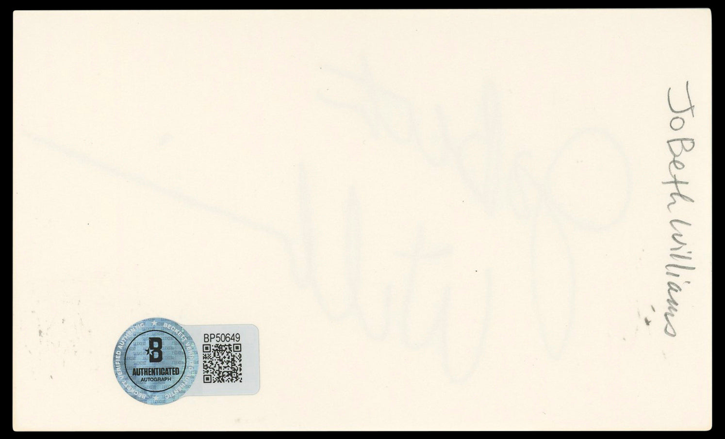 JoBeth Williams Poltergeist Authentic Signed 3x5 Index Card BAS #BP50649