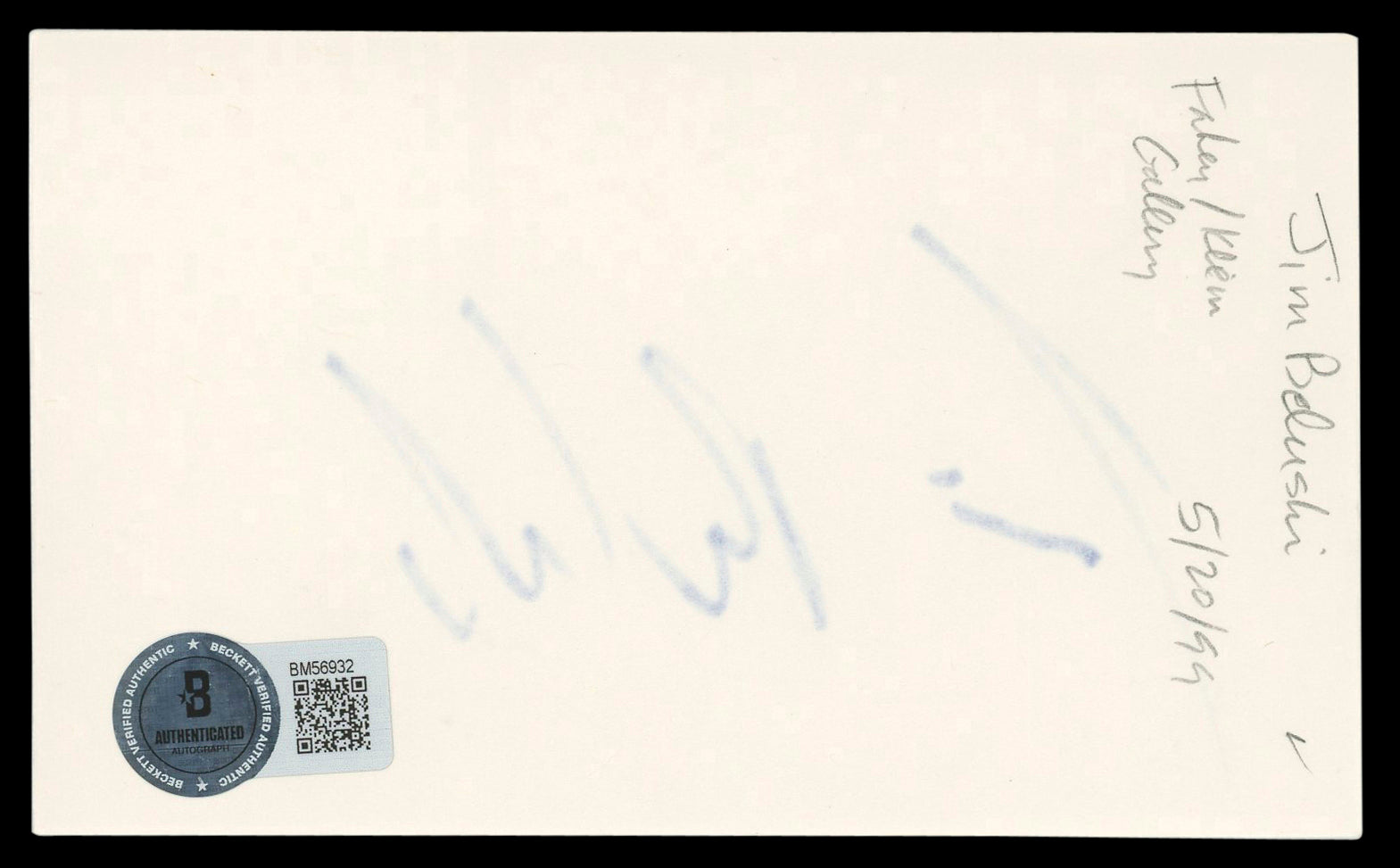 Jim Belushi Red Heat Authentic Signed 3x5 Index Card Autographed BAS #BM56932