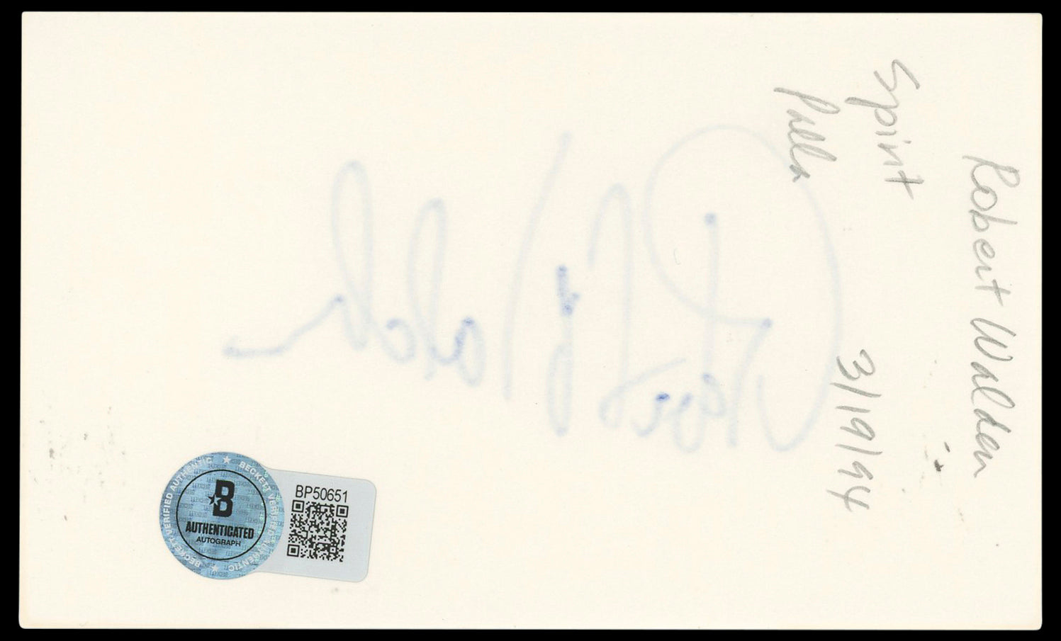 Robert Walden Lou Grant Authentic Signed 3x5 Index Card Autographed BAS #BP50651