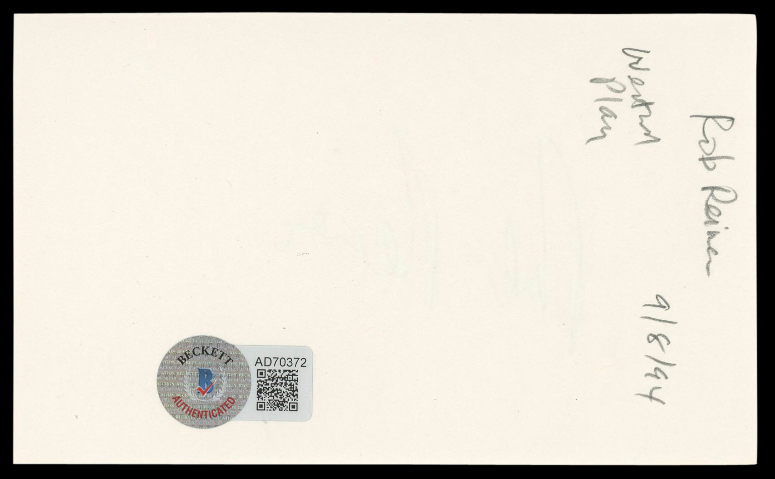 Rob Reiner All In The Family Signed 3x5 Index Card Autographed BAS #AD70372