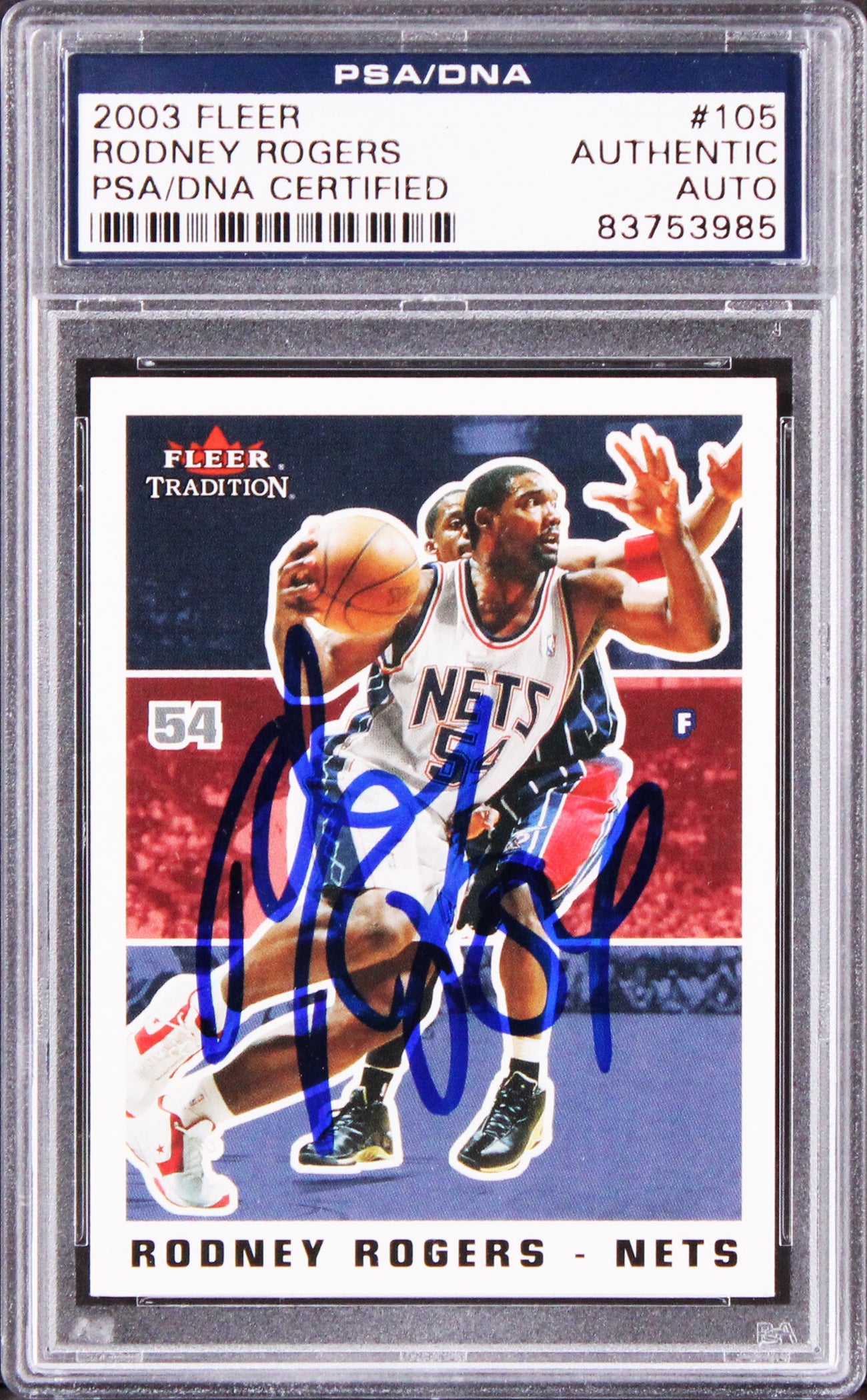 Nets Rodney Rogers Authentic Signed 2003 Fleer #105 Card PSA/DNA Slabbed