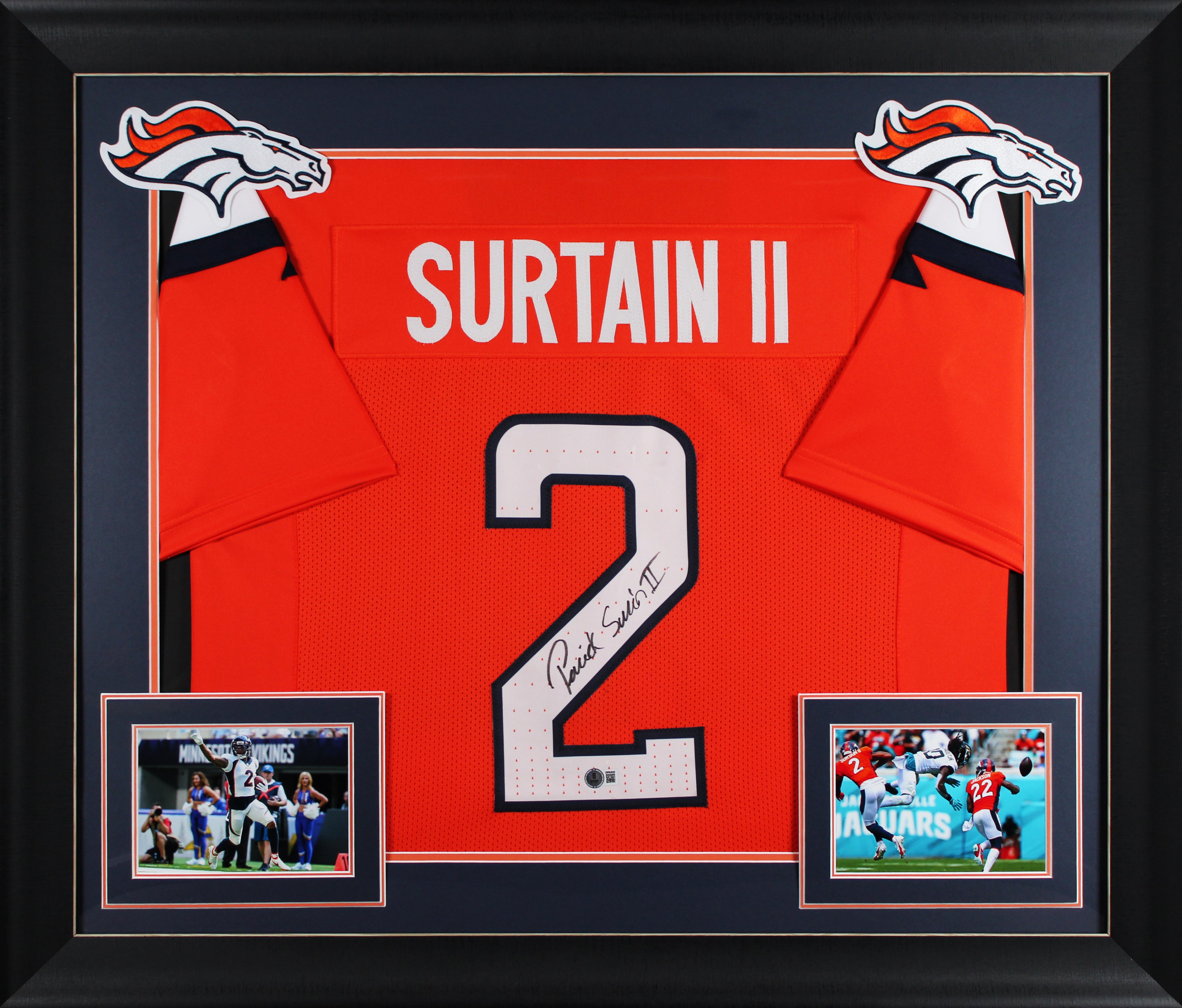 Patrick Surtain II Authentic Signed Orange Pro Style Framed Jersey BAS Witnessed
