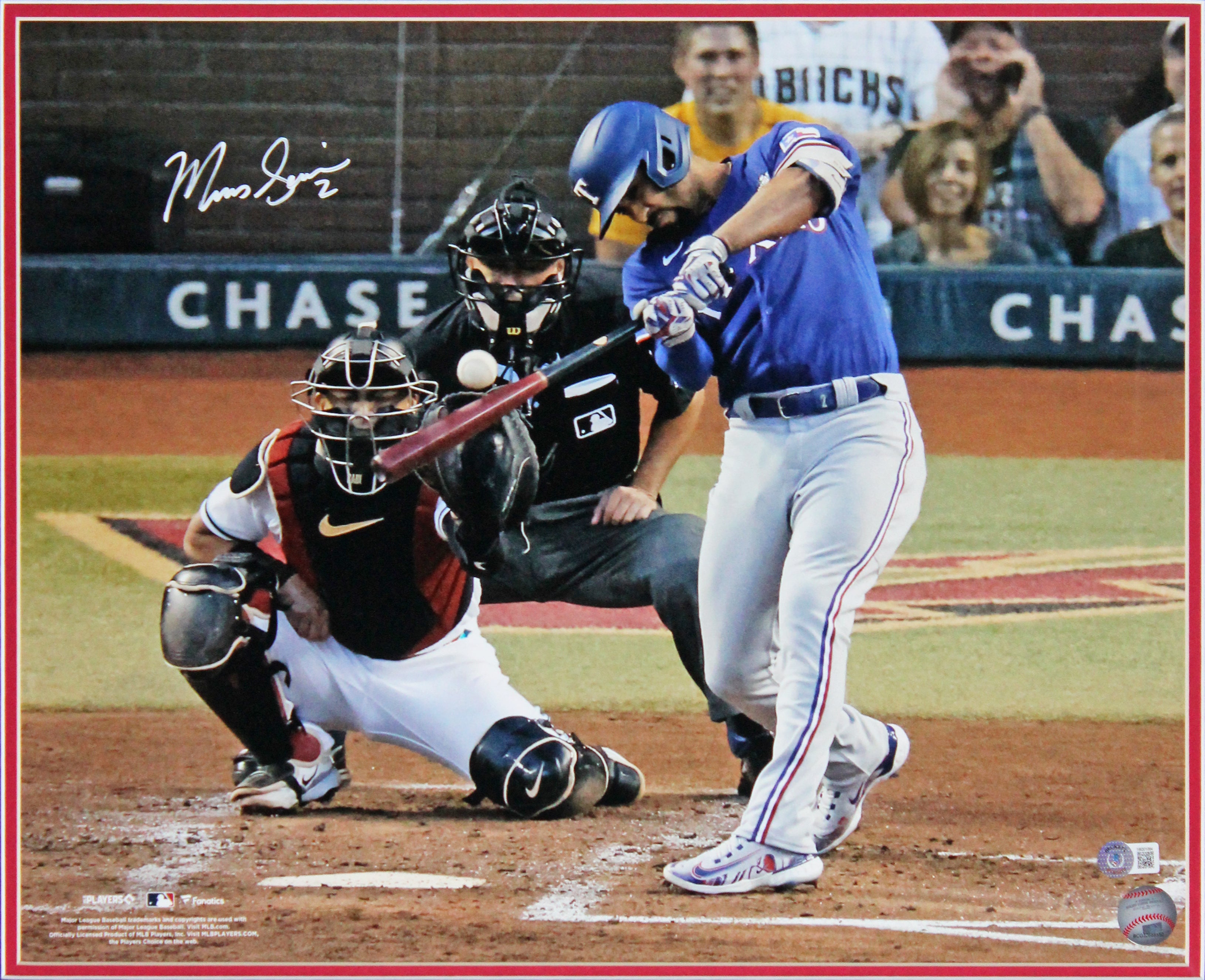 Rangers Marcus Semien Authentic Signed 16x20 Framed Photo BAS Witness #1W201094