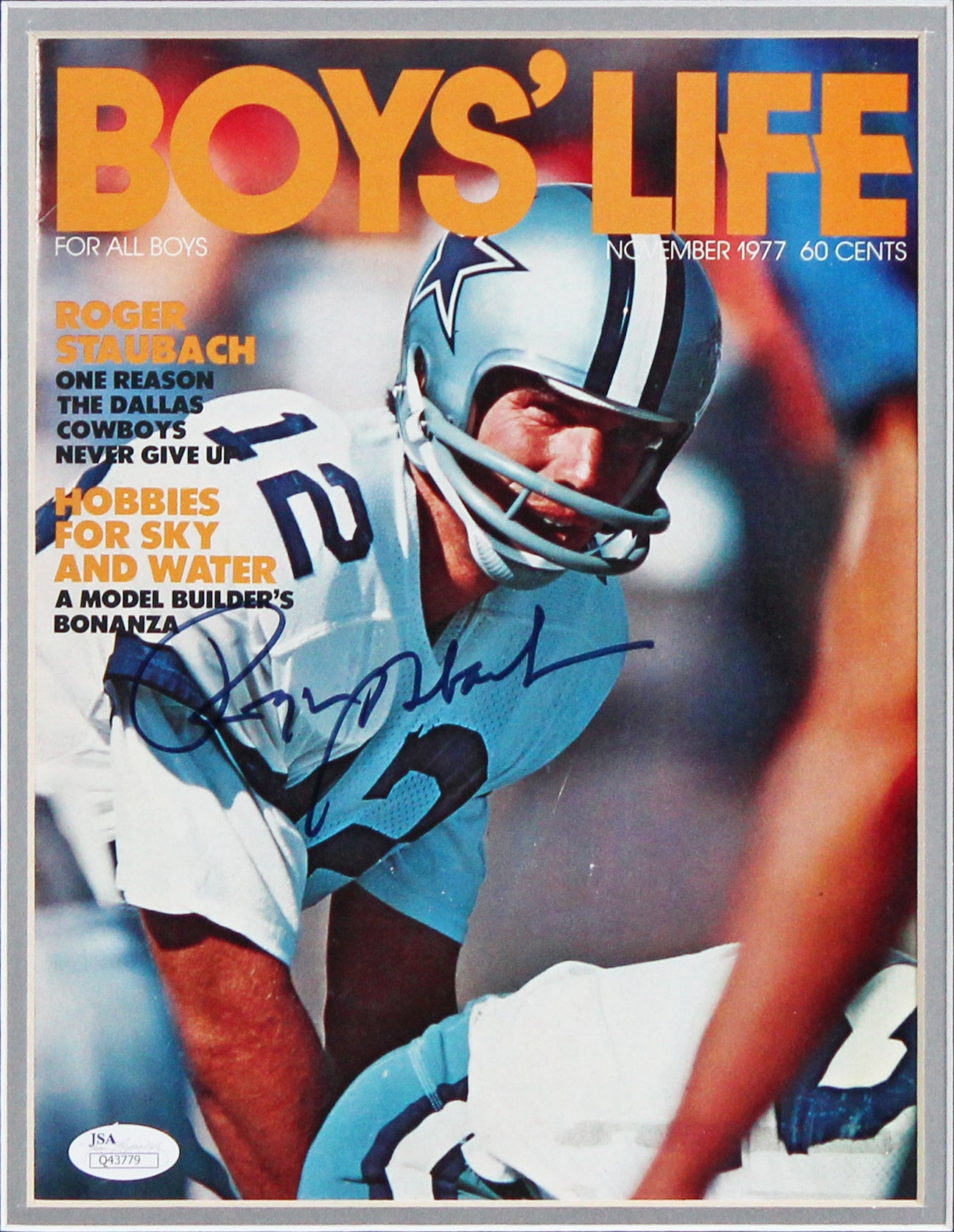 Cowboys Roger Staubach Signed & Framed 1977 Boys Life Magazine Cover JSA #Q43779