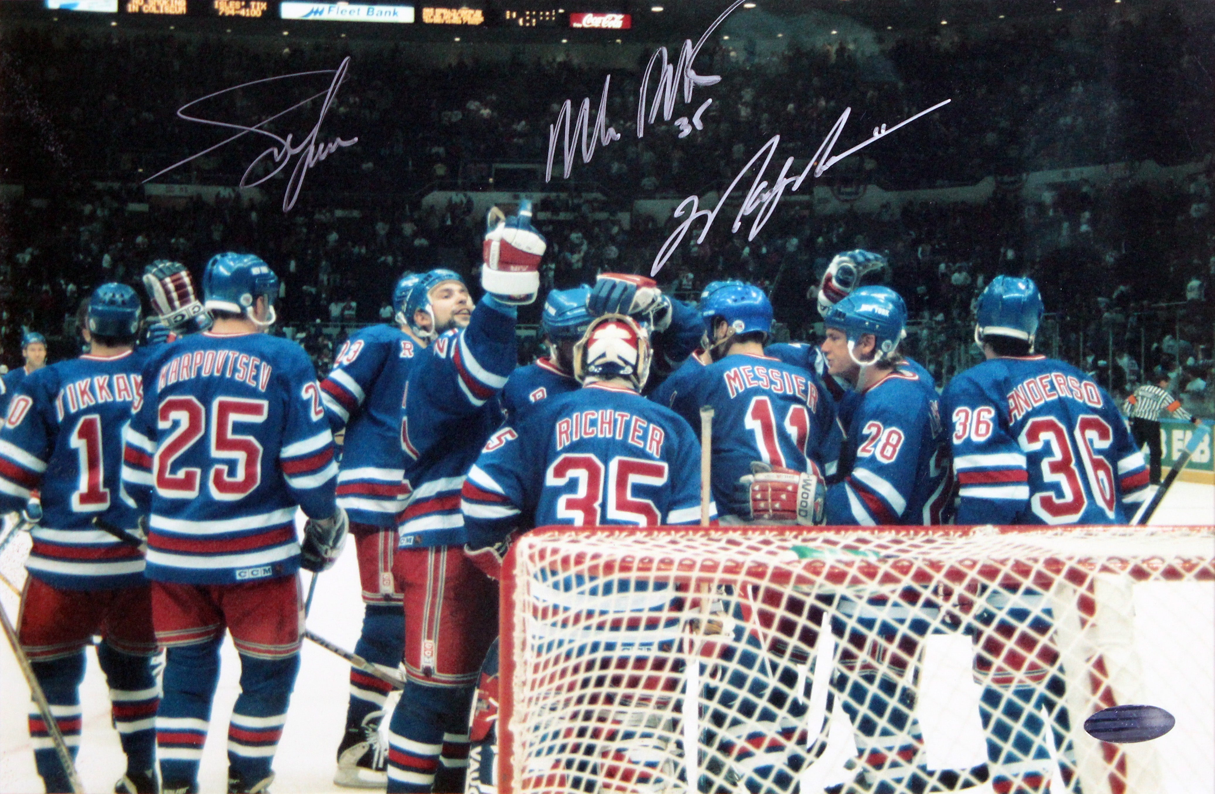 Rangers (3) Richter, Messier & Graves Signed 8.5x11 Framed Photo Steiner