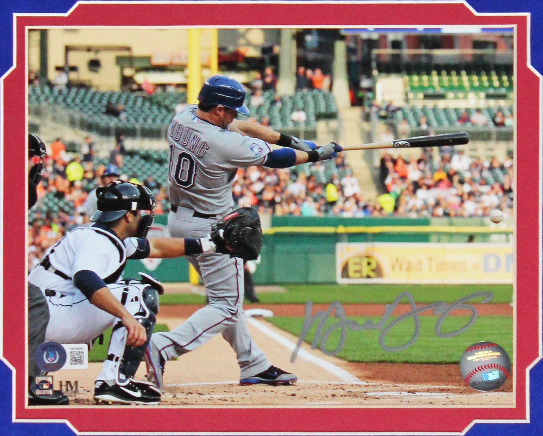 Rangers Michael Young Authentic Signed 8x10 Framed Photo BAS Witnessed #1W036580