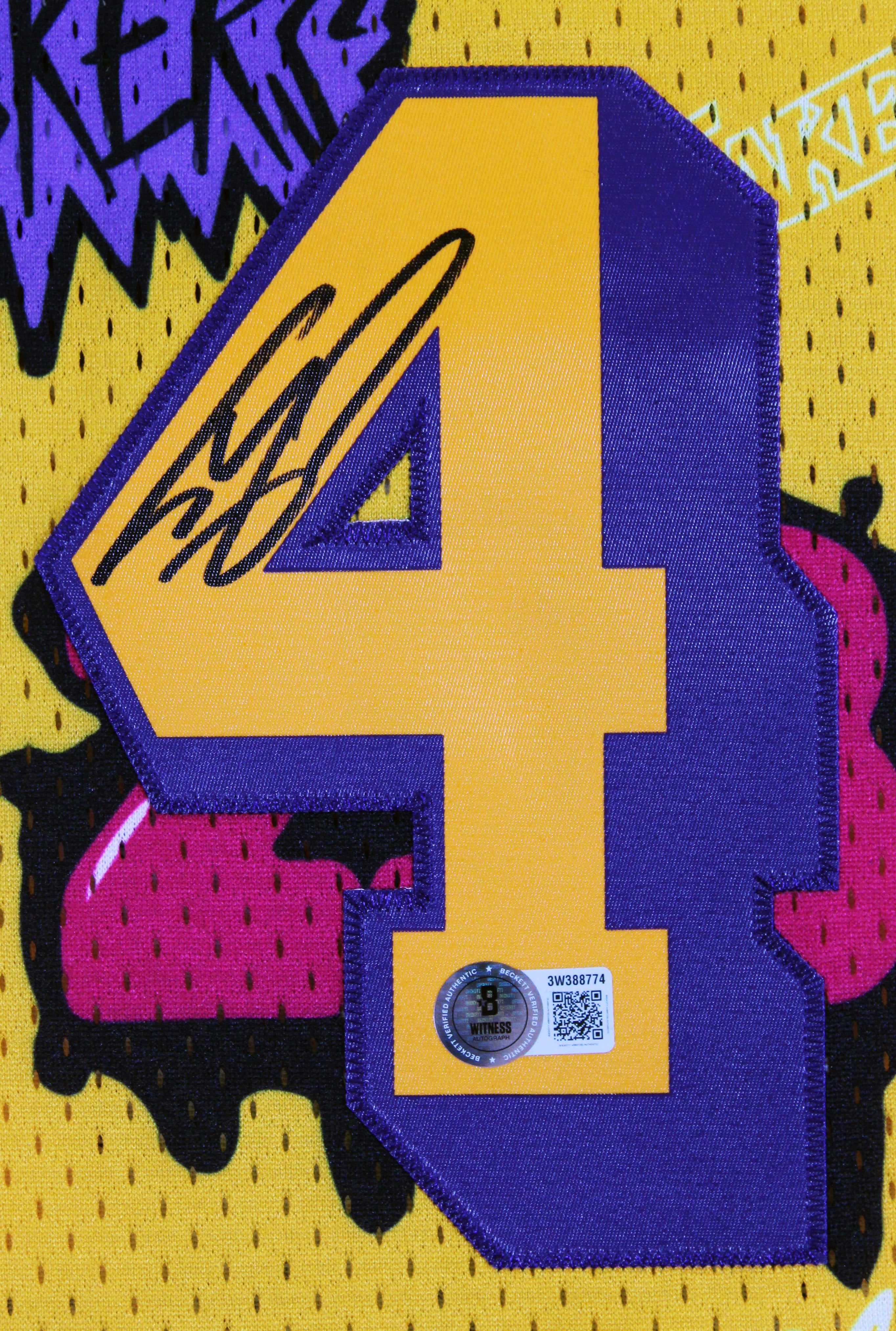 Lakers Shaquille O'Neal Signed Alt Yellow M&N HWC Swingman Framed Jersey BAS Wit