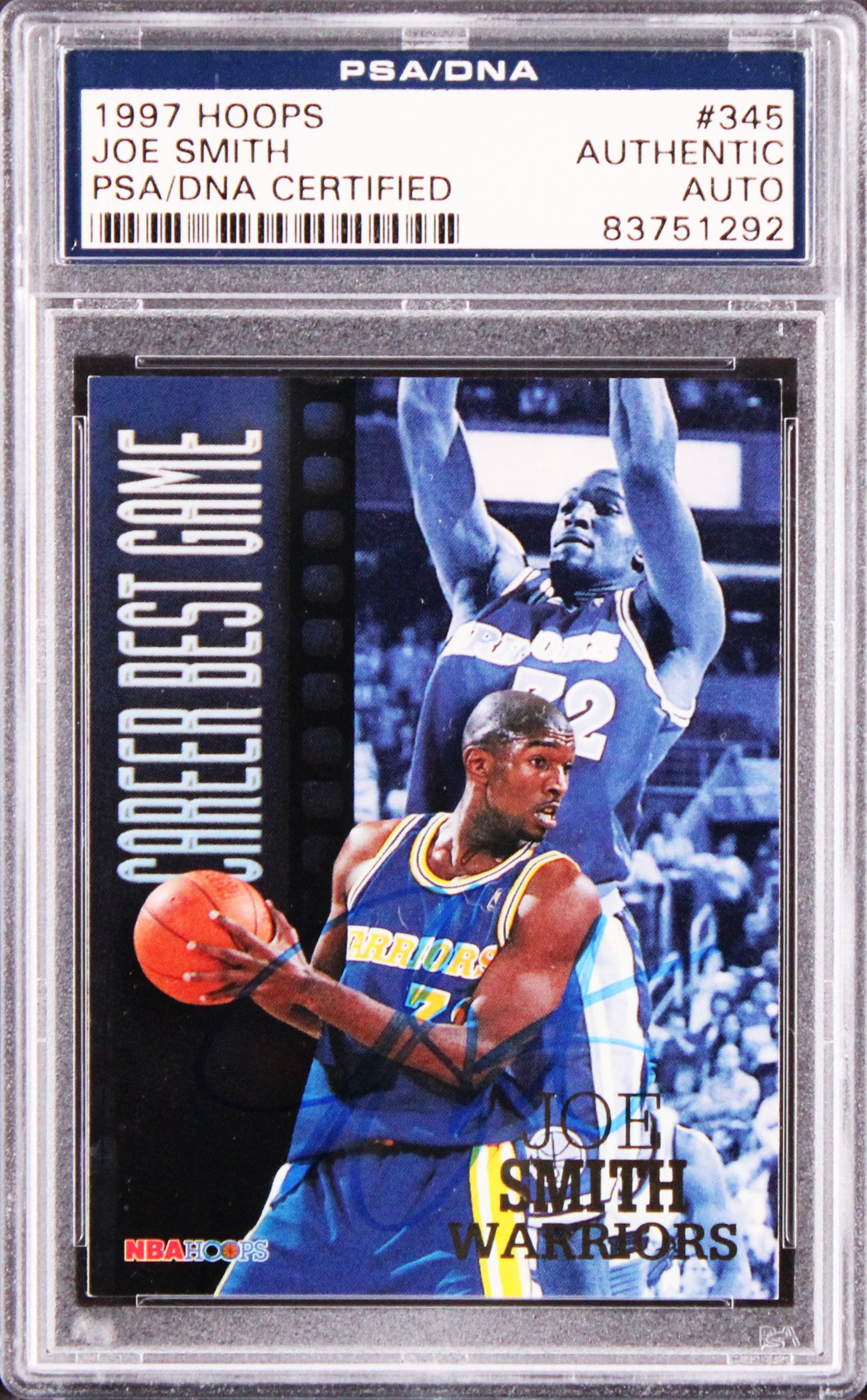 Warriors Joe Smith Authentic Signed 1997 Hoops #345 Card PSA/DNA Slabbed