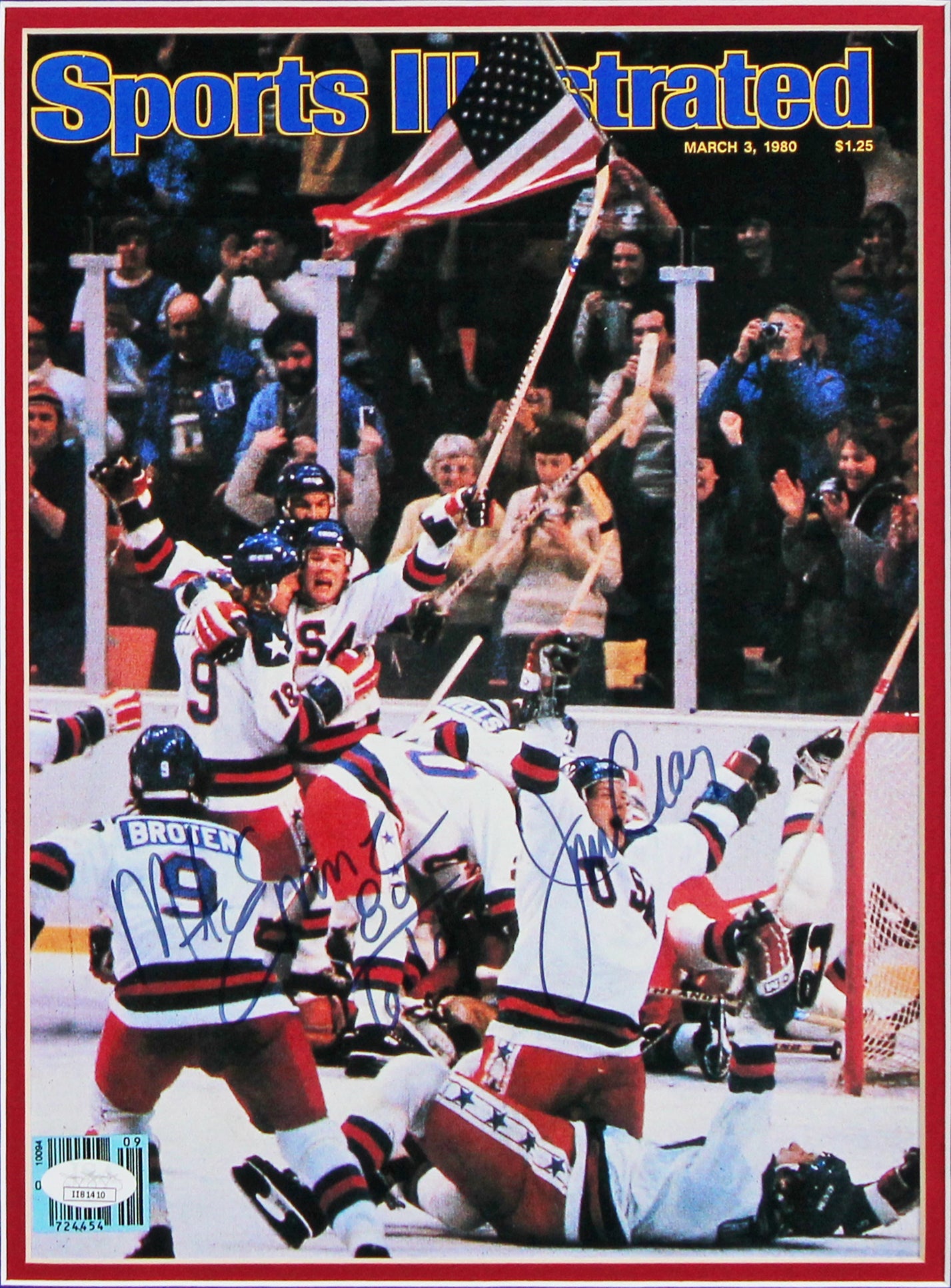 Jim Craig & Mike Eruzione Authentic Signed & Framed Magazine Cover JSA #II81410