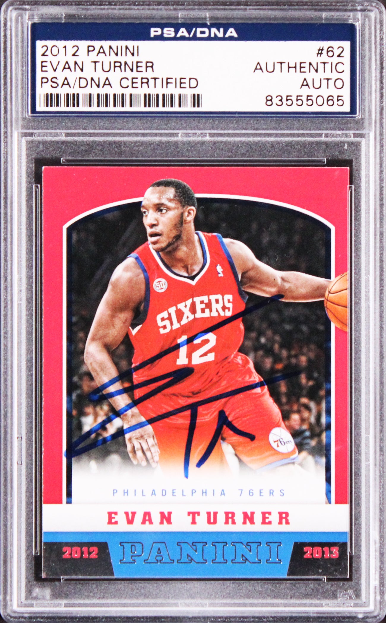 76ers Evan Turner Authentic Signed 2012 Panini #62 Card PSA/DNA Slabbed