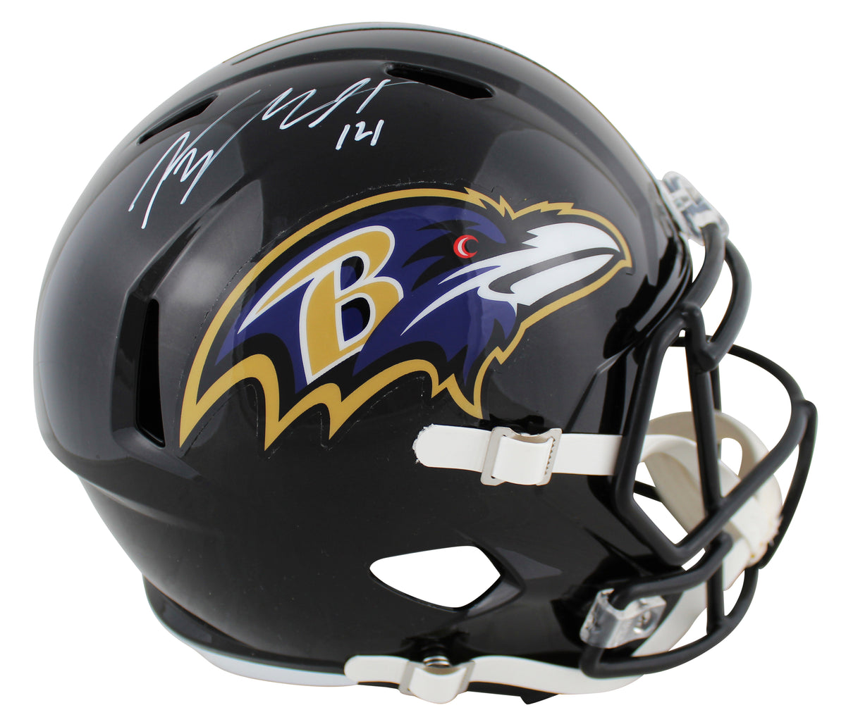 Ravens Kyle Hamilton Signed Full Size Speed Rep Helmet W/ Case BAS Witnessed