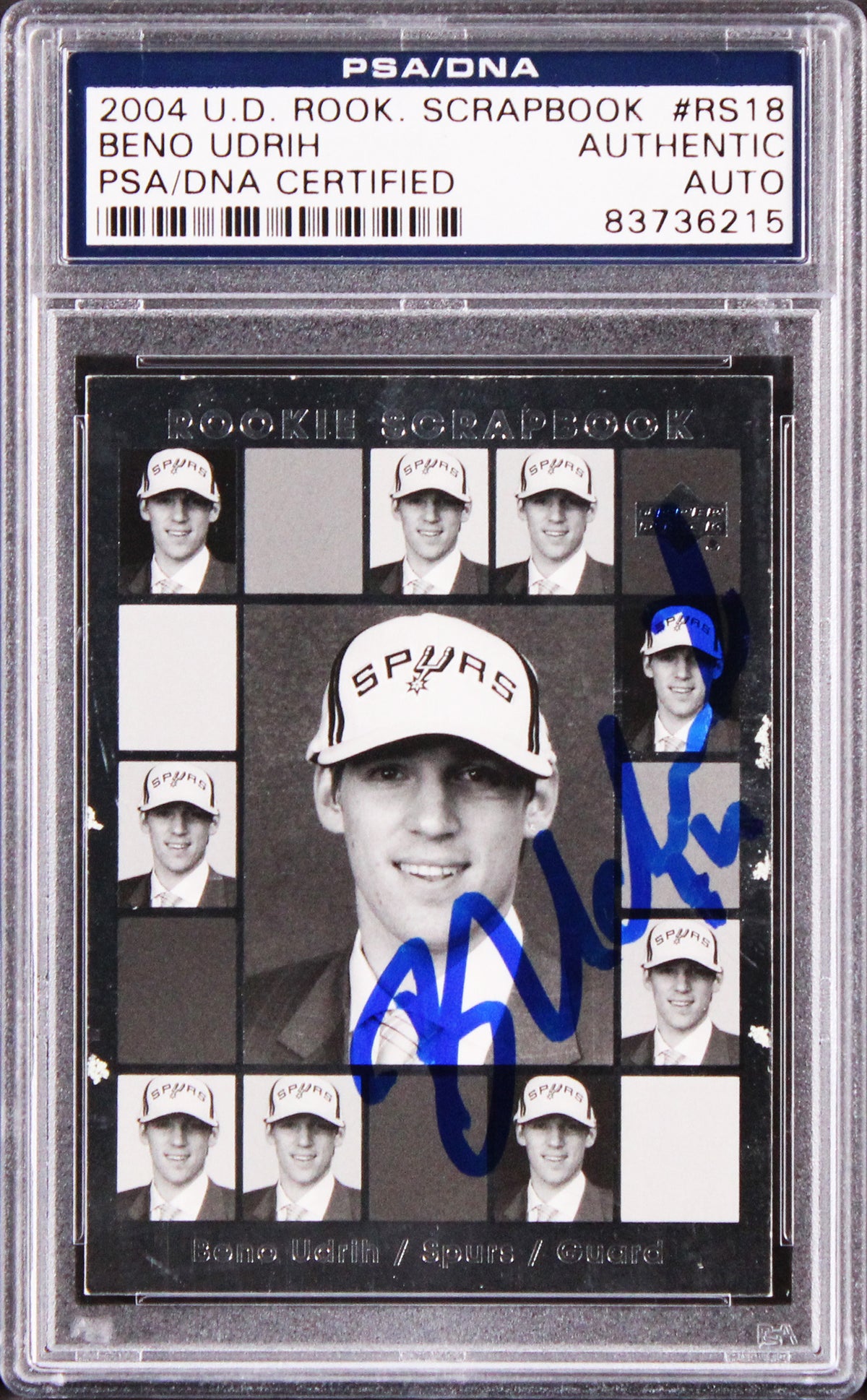 Spurs Beno Udrih Signed 2004 U.D. Rook. Scrapbook #RS18 Rookie Card PSA/DNA Slab