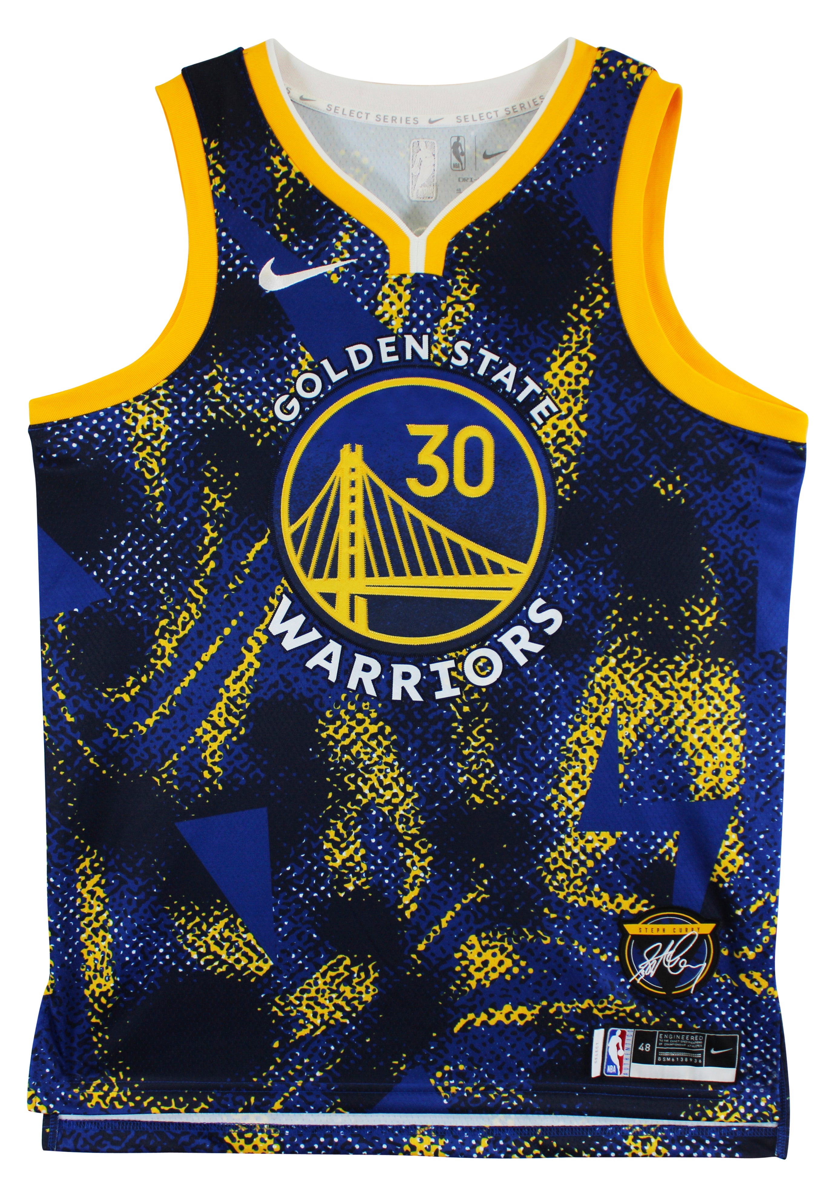 Warriors Stephen Curry Authentic Signed Blue Nike Select Jersey BAS Witnessed
