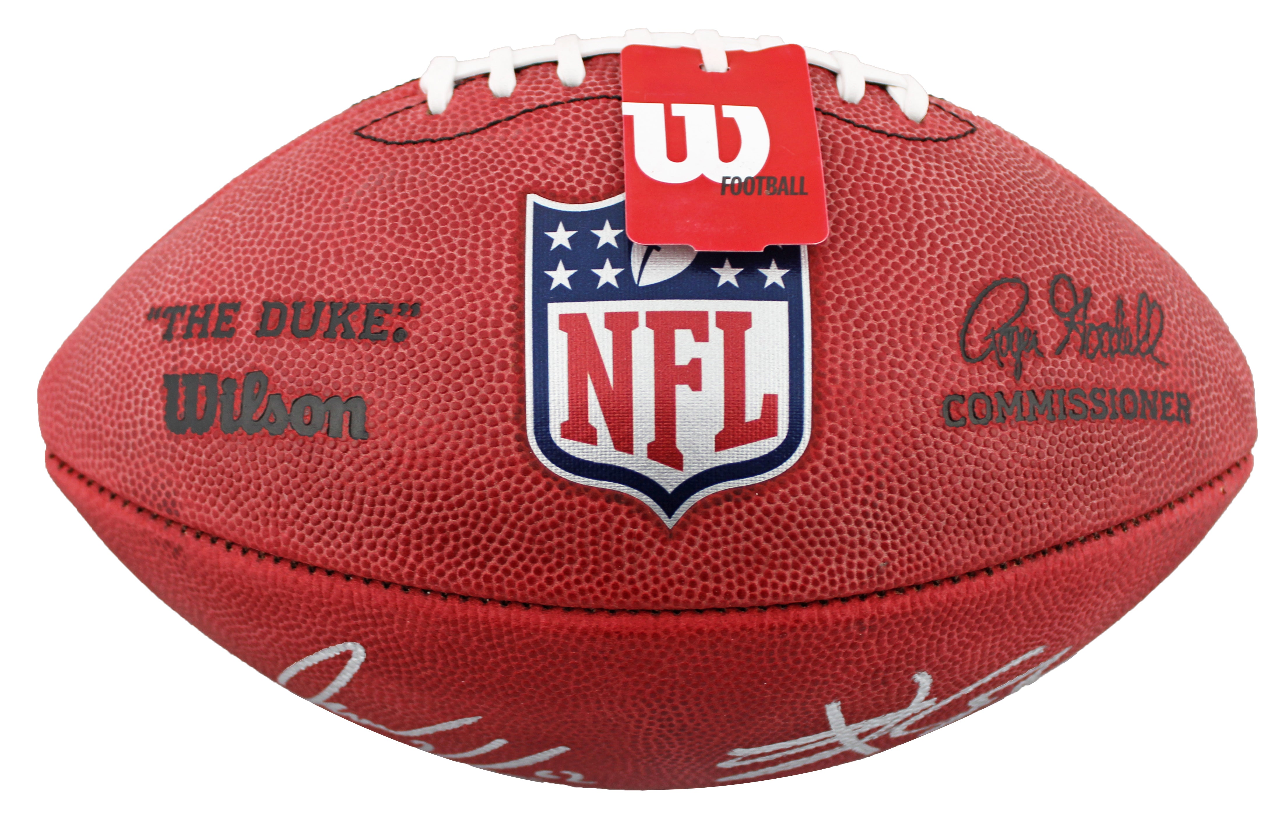 Travis Kelce & Jason Kelce "New Heights" Signed Wilson Duke Football W/ Case BAS
