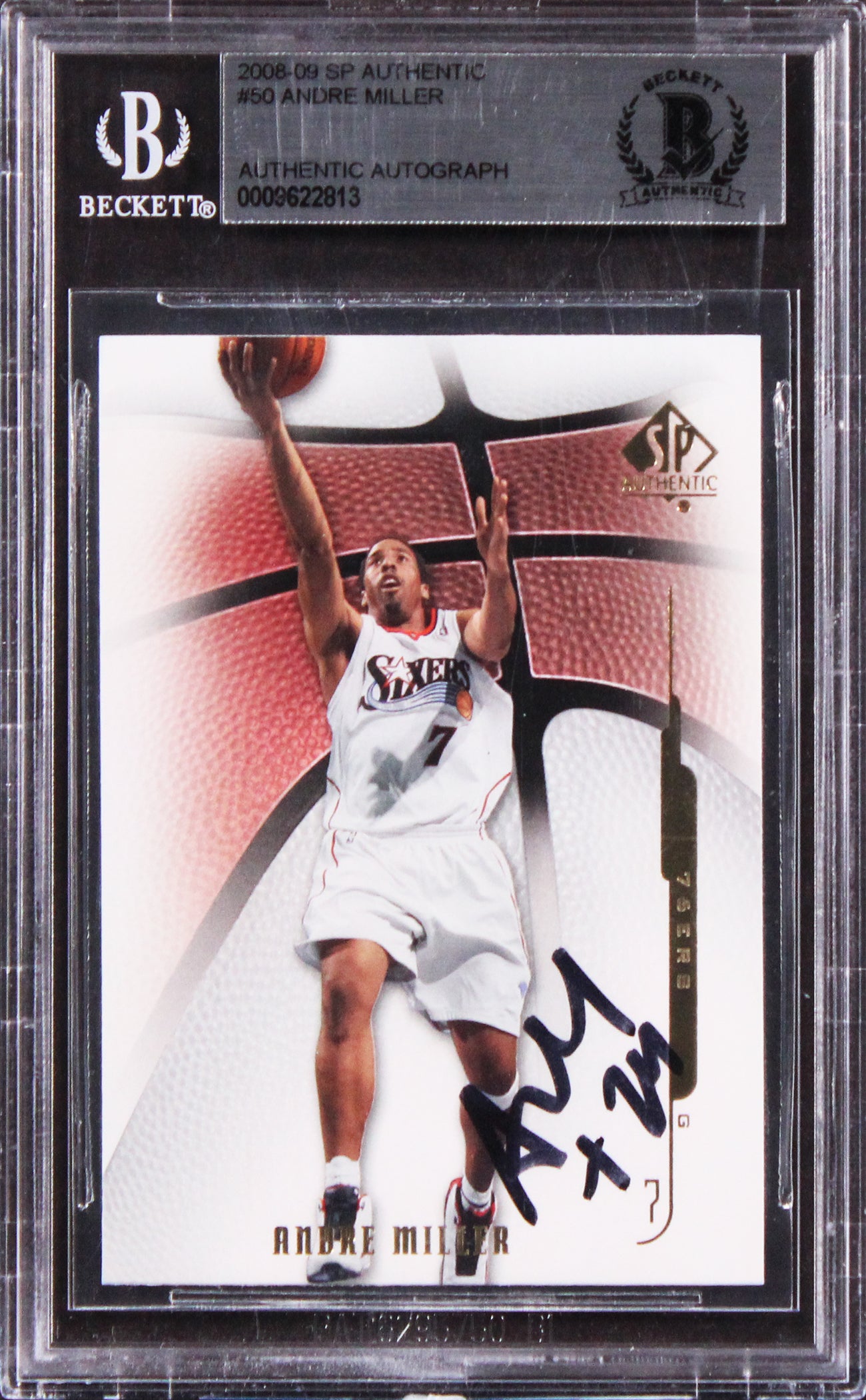 76ers Andre Miller Authentic Signed 2008 SP Authentic #50 Card BAS Slabbed