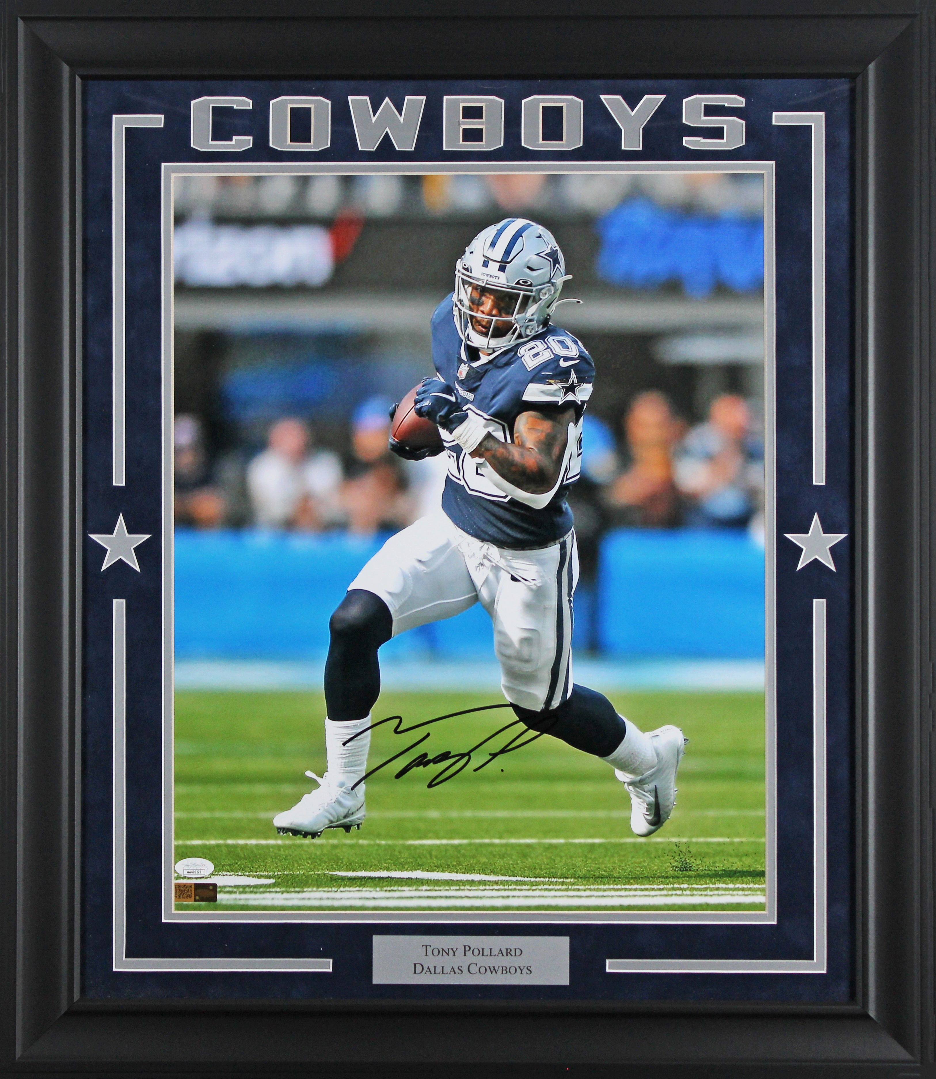 Cowboys Tony Pollard Authentic Signed 16x20 Framed Photo JSA #WA490273