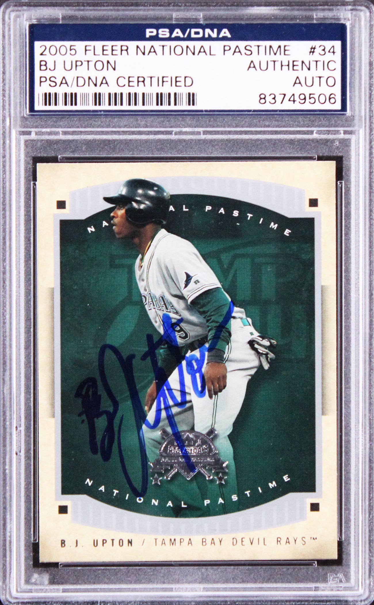 Melvin (BJ) Upton Signed 2005 Fleer National Pastime #34 Card PSA/DNA Slabbed