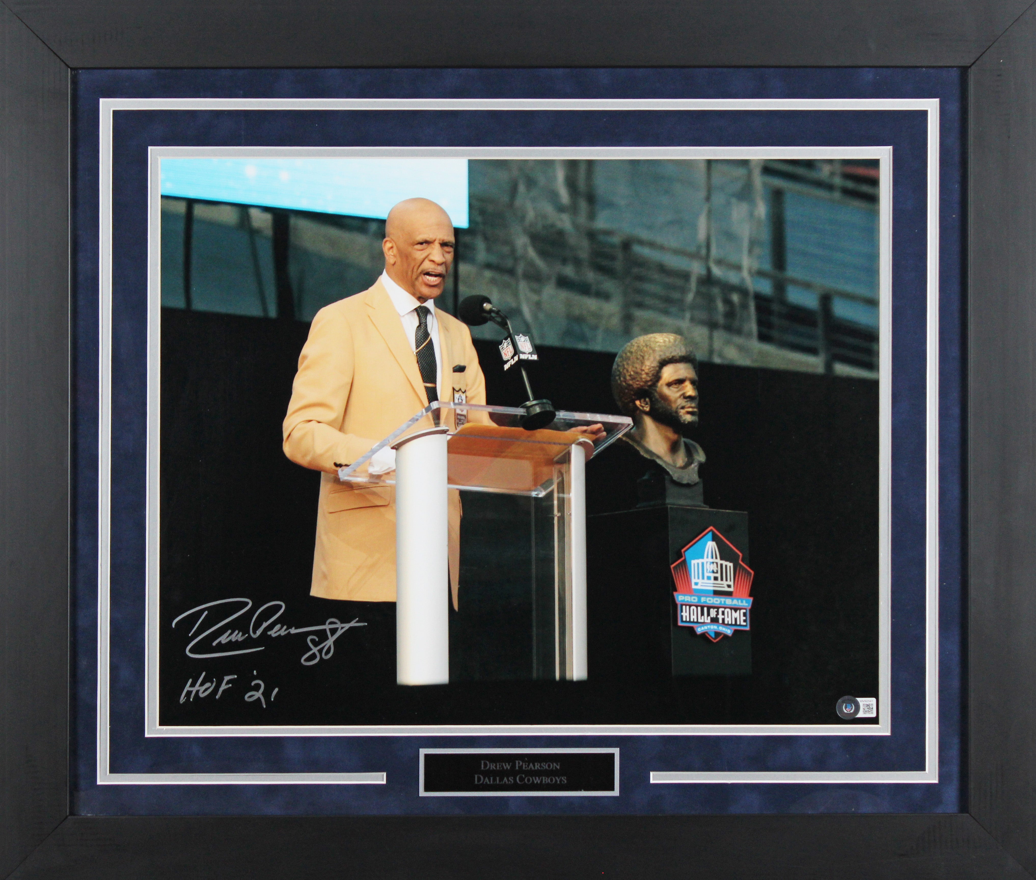 Drew Pearson "HOF 21" Signed 16x20 Framed Horizontal Photo BAS Witness #WV92541