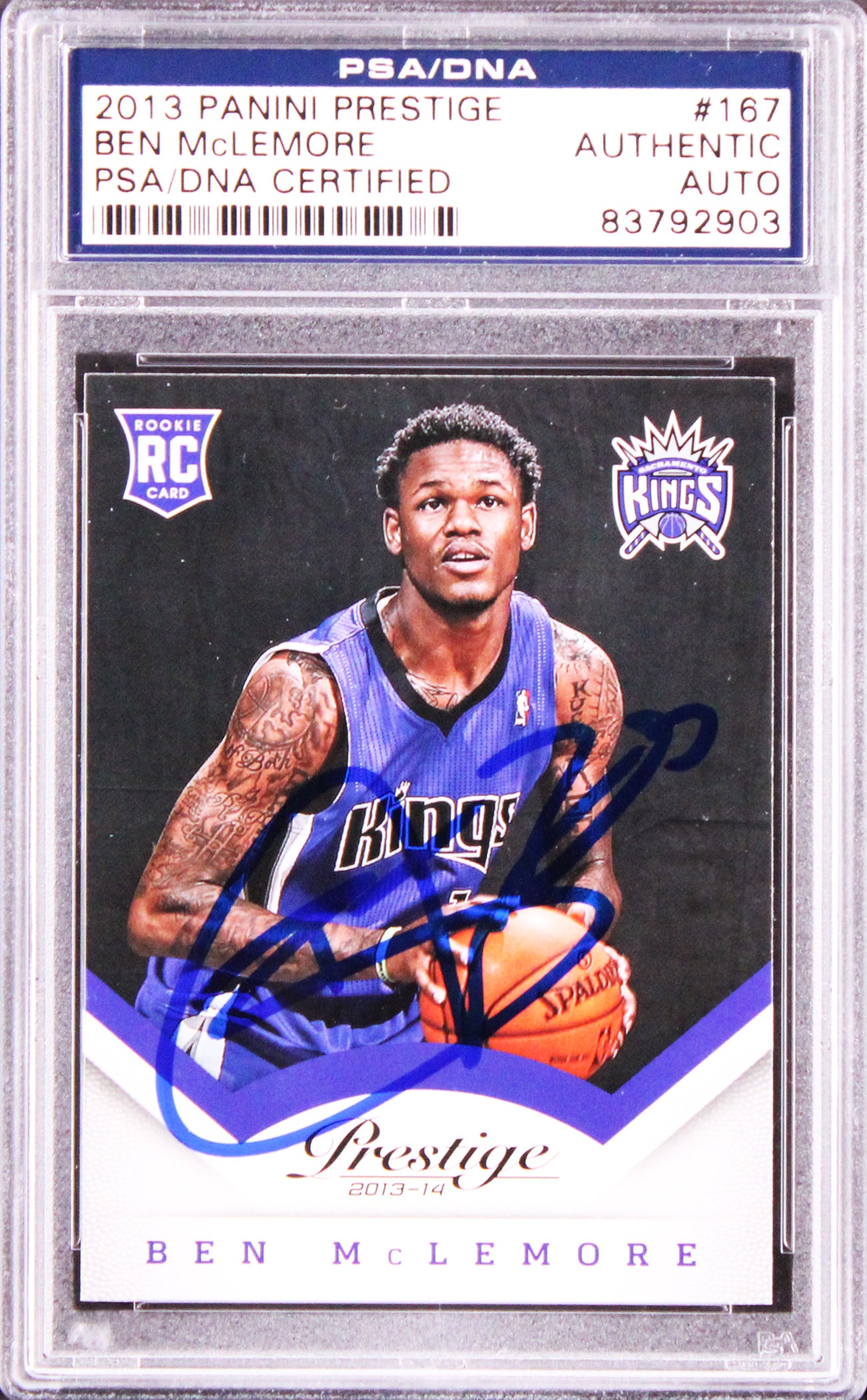 Kings Ben McLemore Signed 2013 Panini Prestige #167 Rookie Card PSA/DNA Slabbed