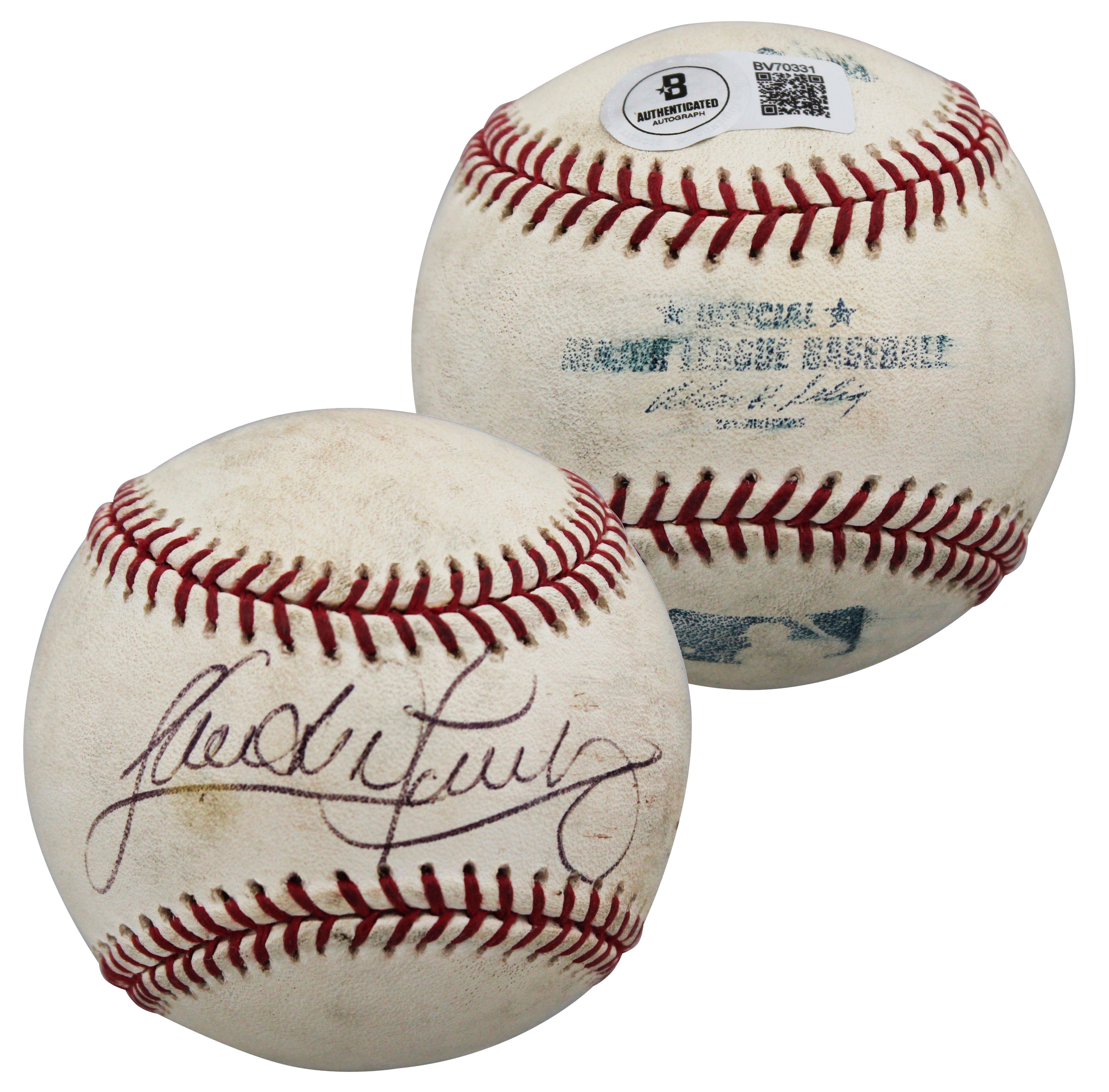 Guardians Sandy Alomar Jr. Signed Game Used Selig OML Baseball BAS #BV70331