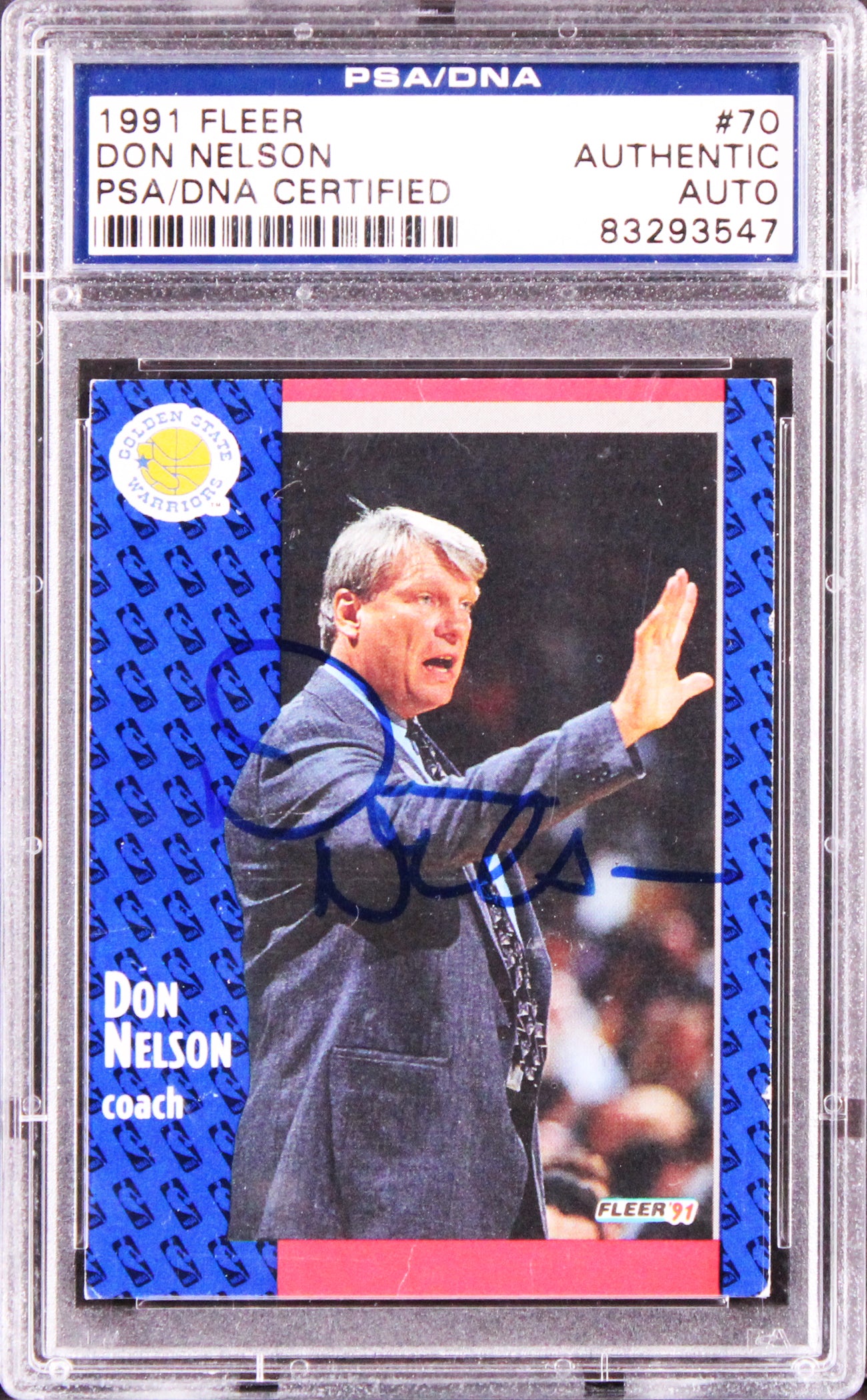 Warriors Don Nelson Authentic Signed 1991 Fleer #70 Card PSA/DNA Slabbed
