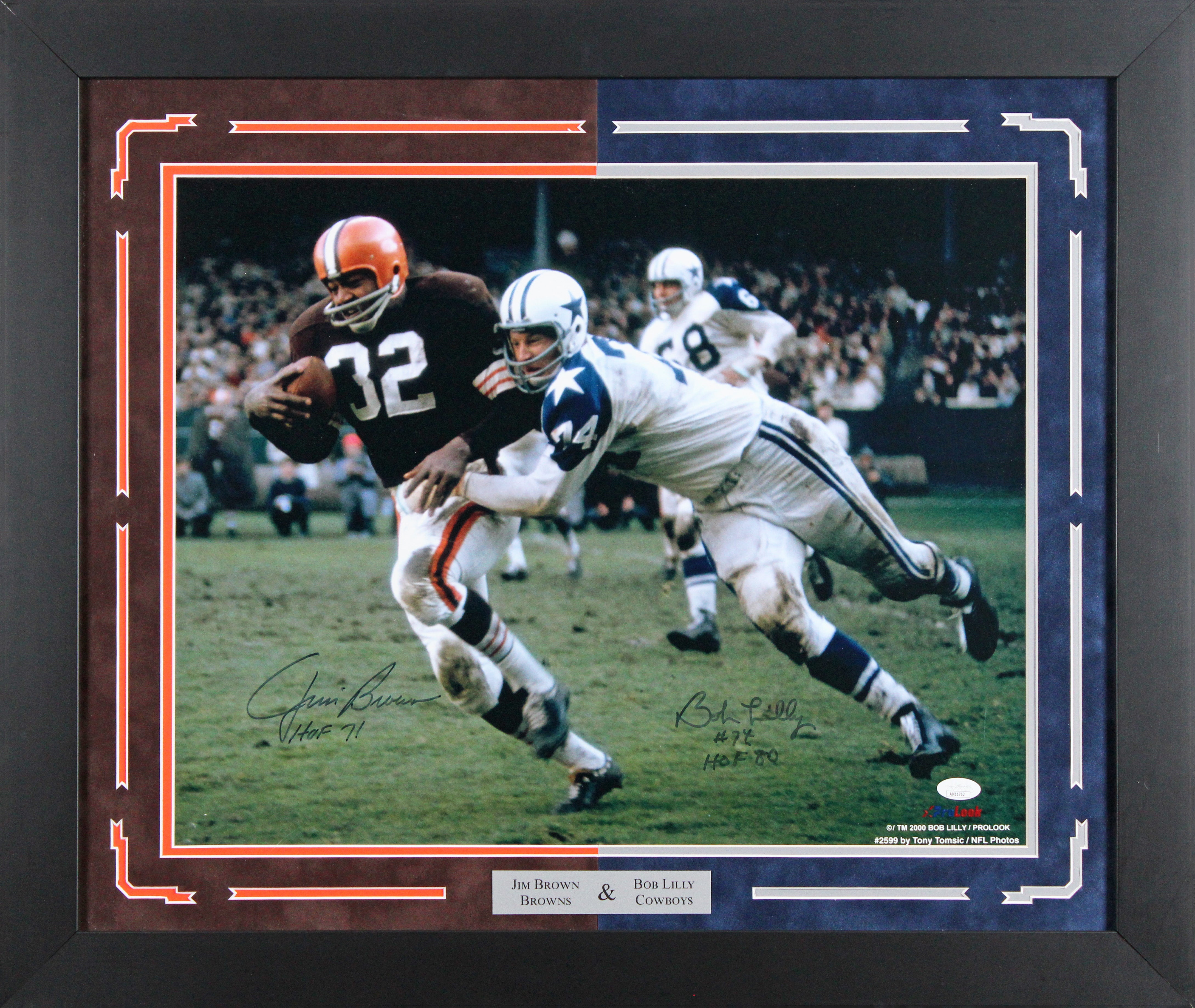 Jim Brown & Bob Lilly "HOF" Authentic Signed 16x20 Framed Photo JSA #AN11762