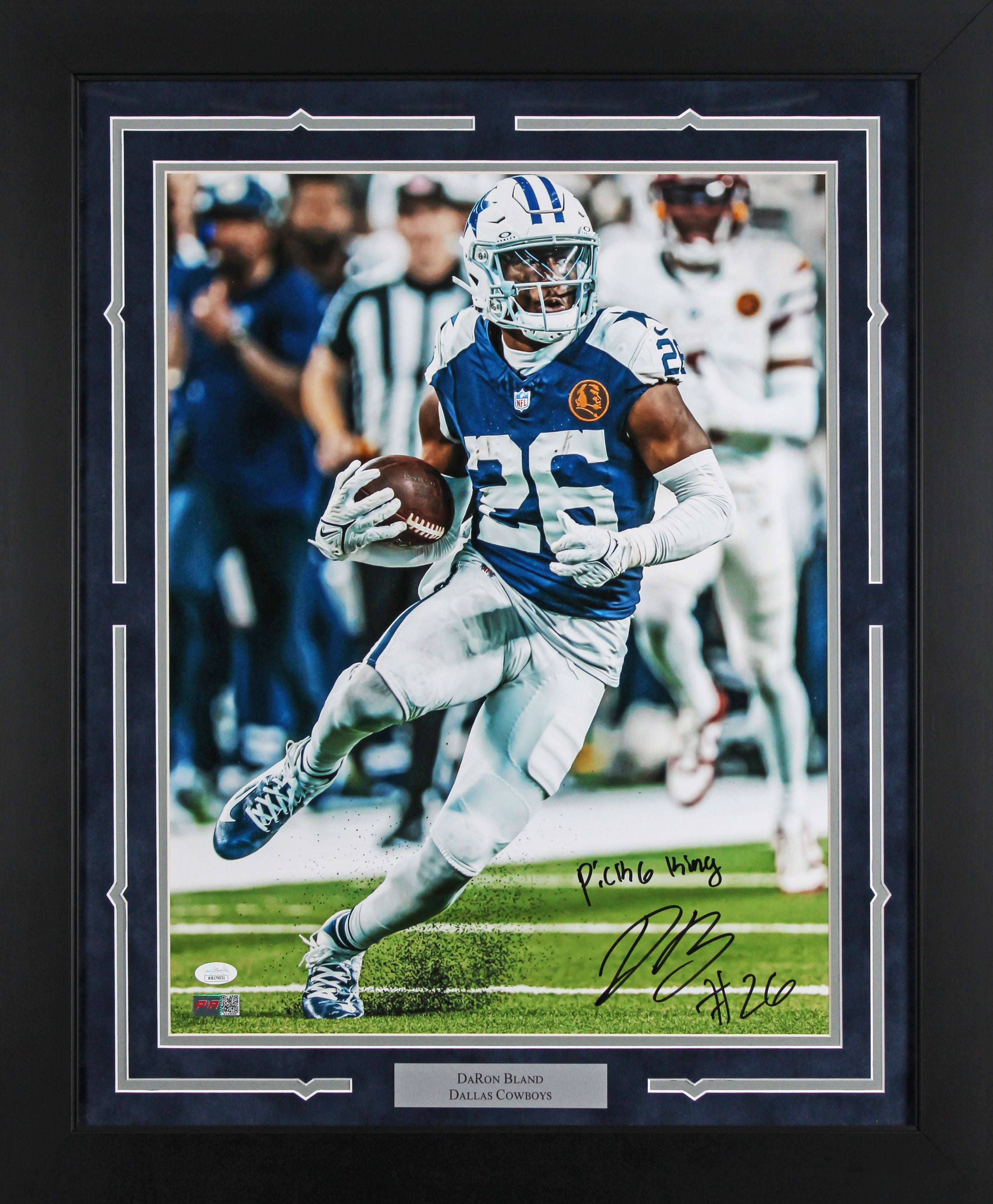Cowboys Daron Bland "Pick 6 King" Signed 16x20 Framed Photo JSA #WB179031