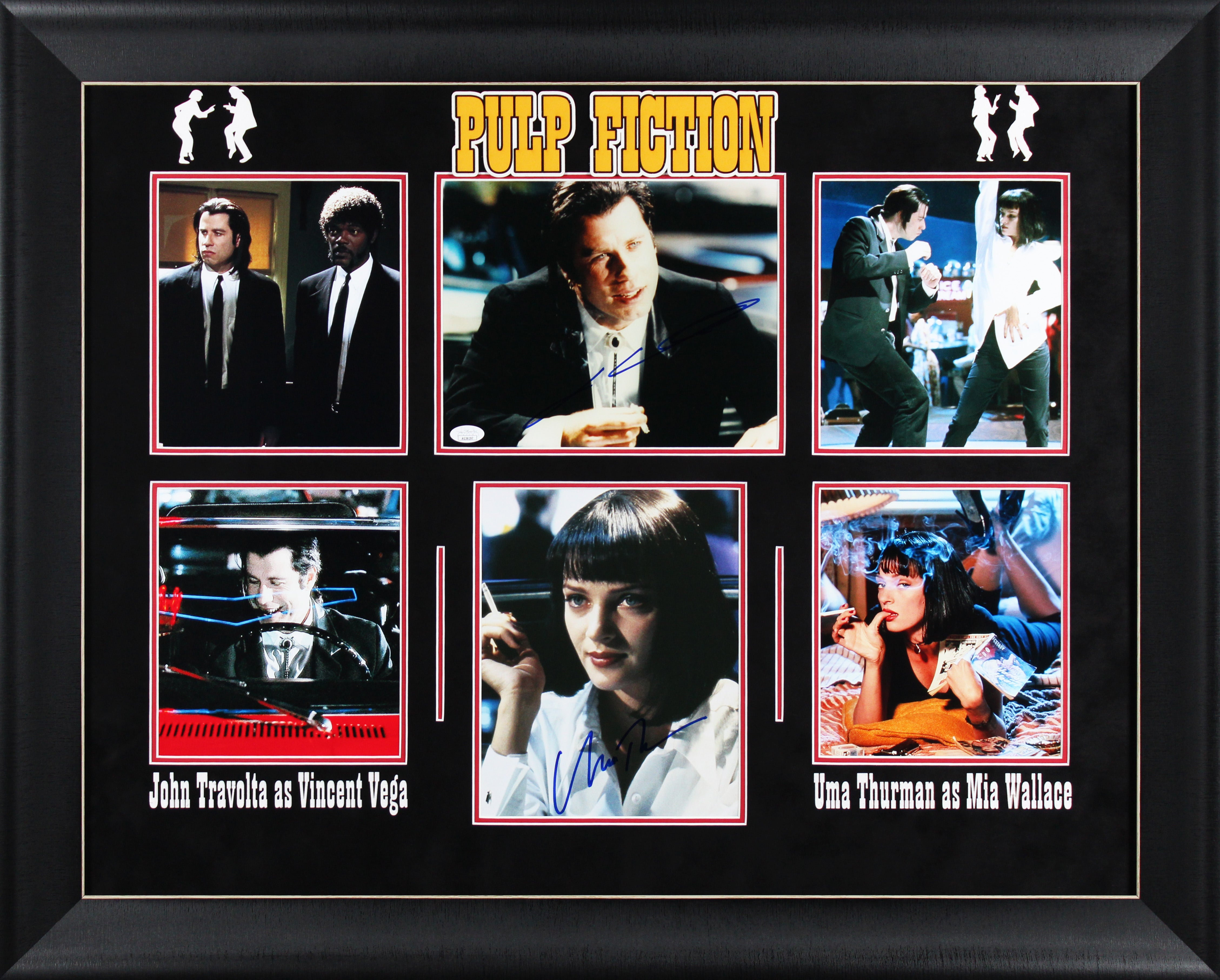 John Travolta & Uma Thurman Pulp Fiction Signed 8x10 Framed Photo BAS AE13984