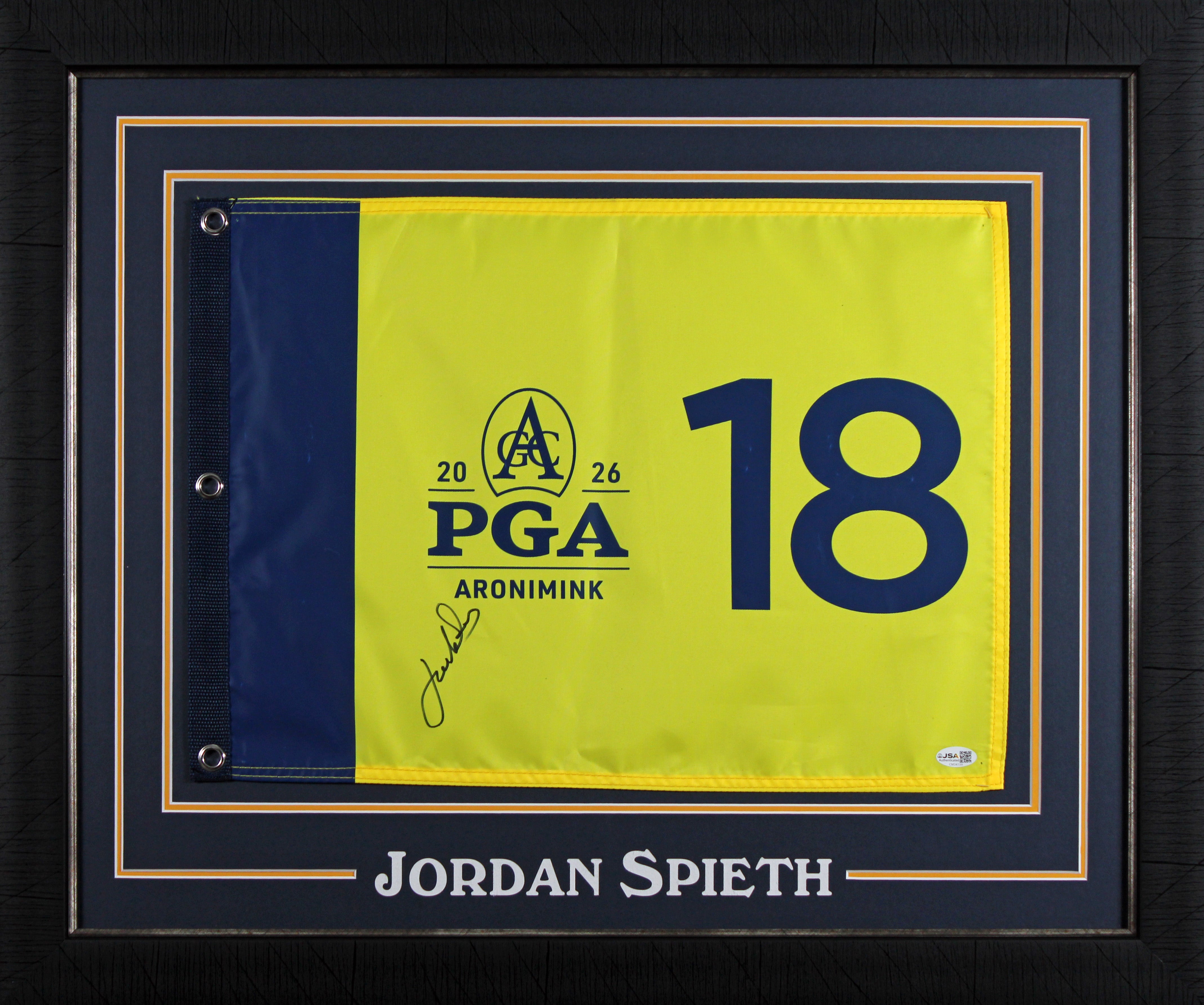 Jordan Spieth Signed & Framed 2026 PGA Championship Pin Flag JSA #CM34139