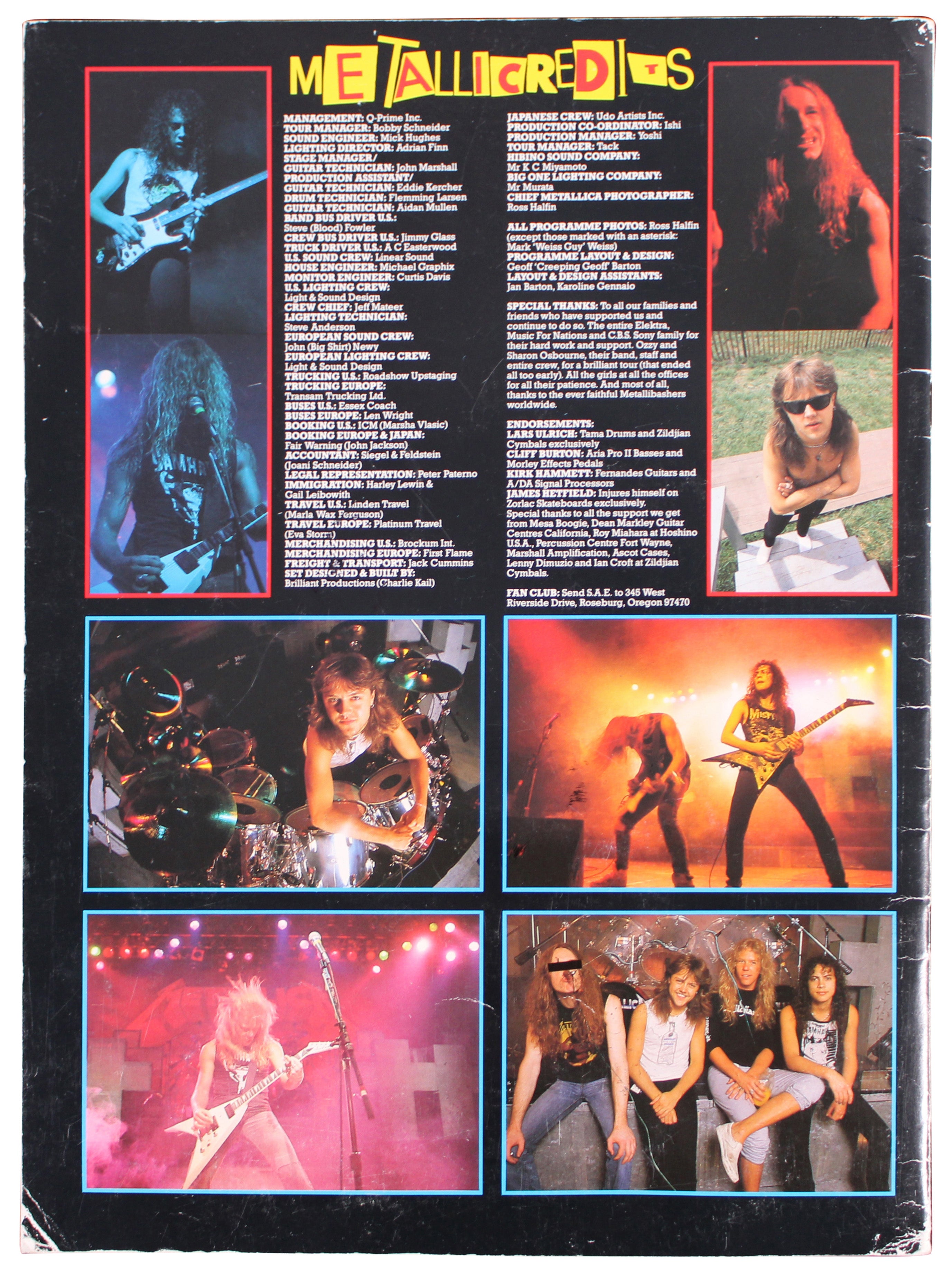 Metallica (4) Hetfield, Burton, Hammett & Ulrich Signed 1986 Tour Program BAS 2