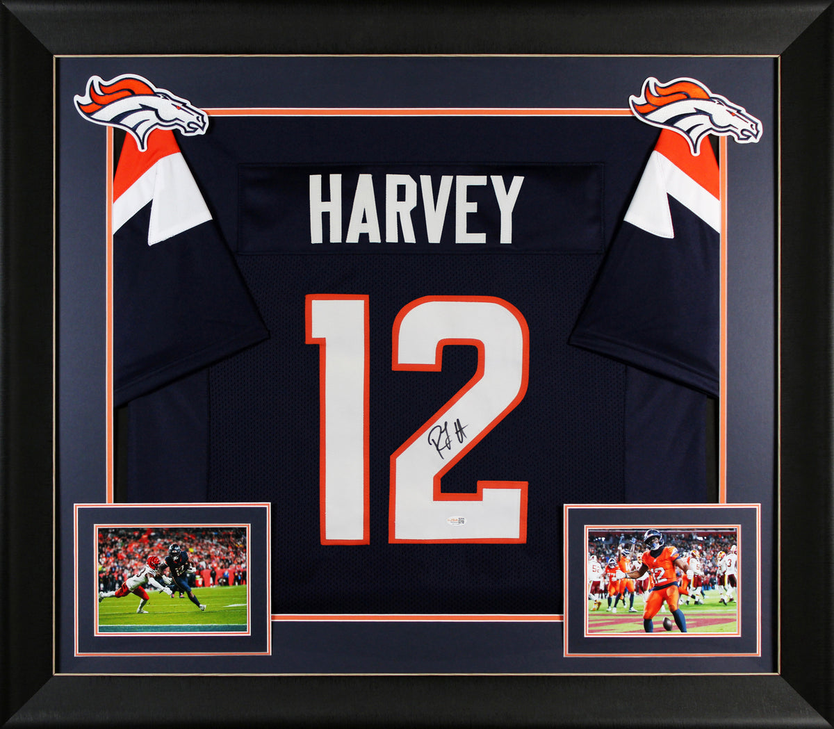 R.J. Harvey Authentic Signed Navy Pro Style Framed Jersey JSA Witness