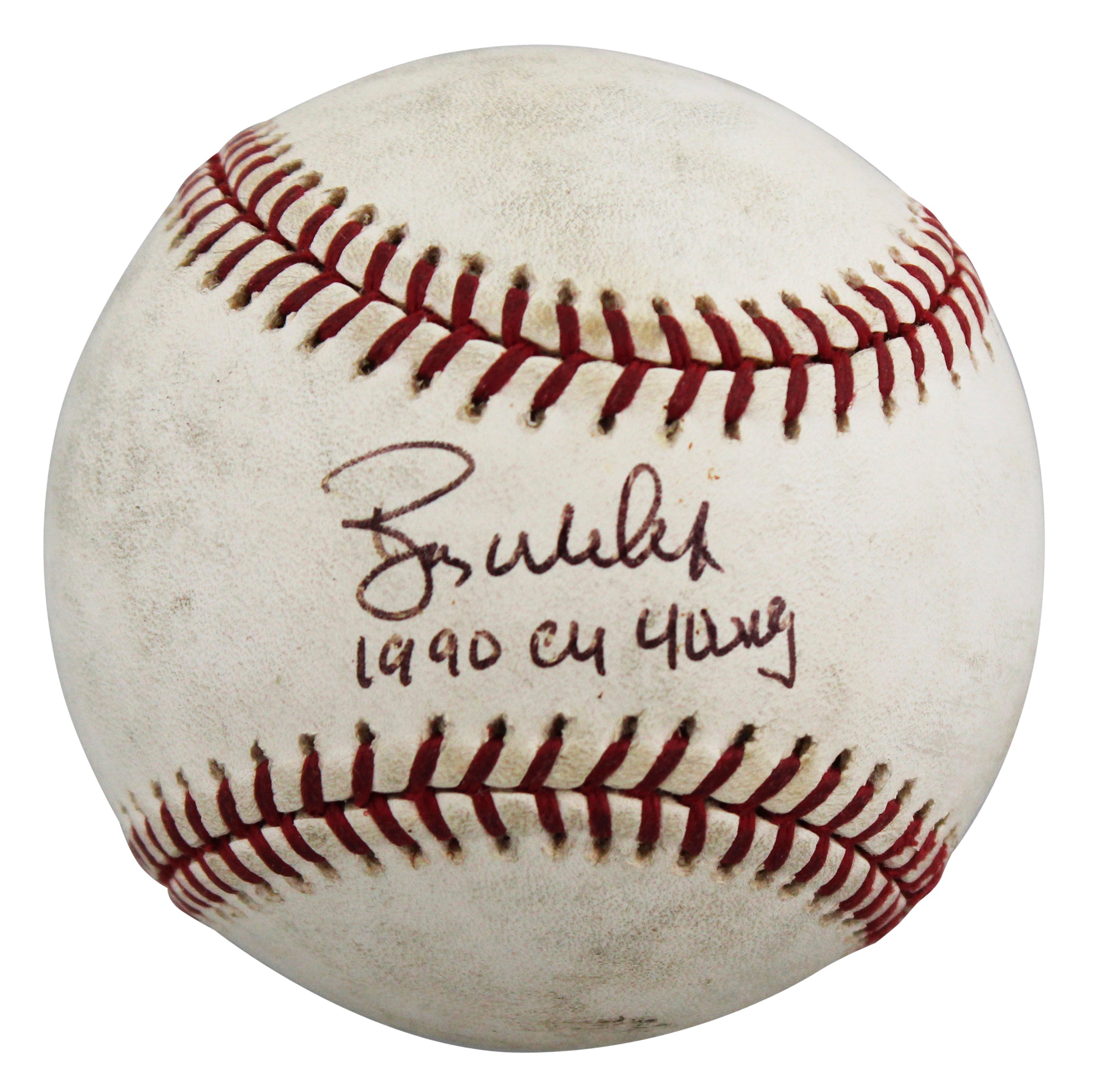 Athletics Bob Welch "1990 Cy Young" Signed Game Used Selig Baseball BAS #BV70320