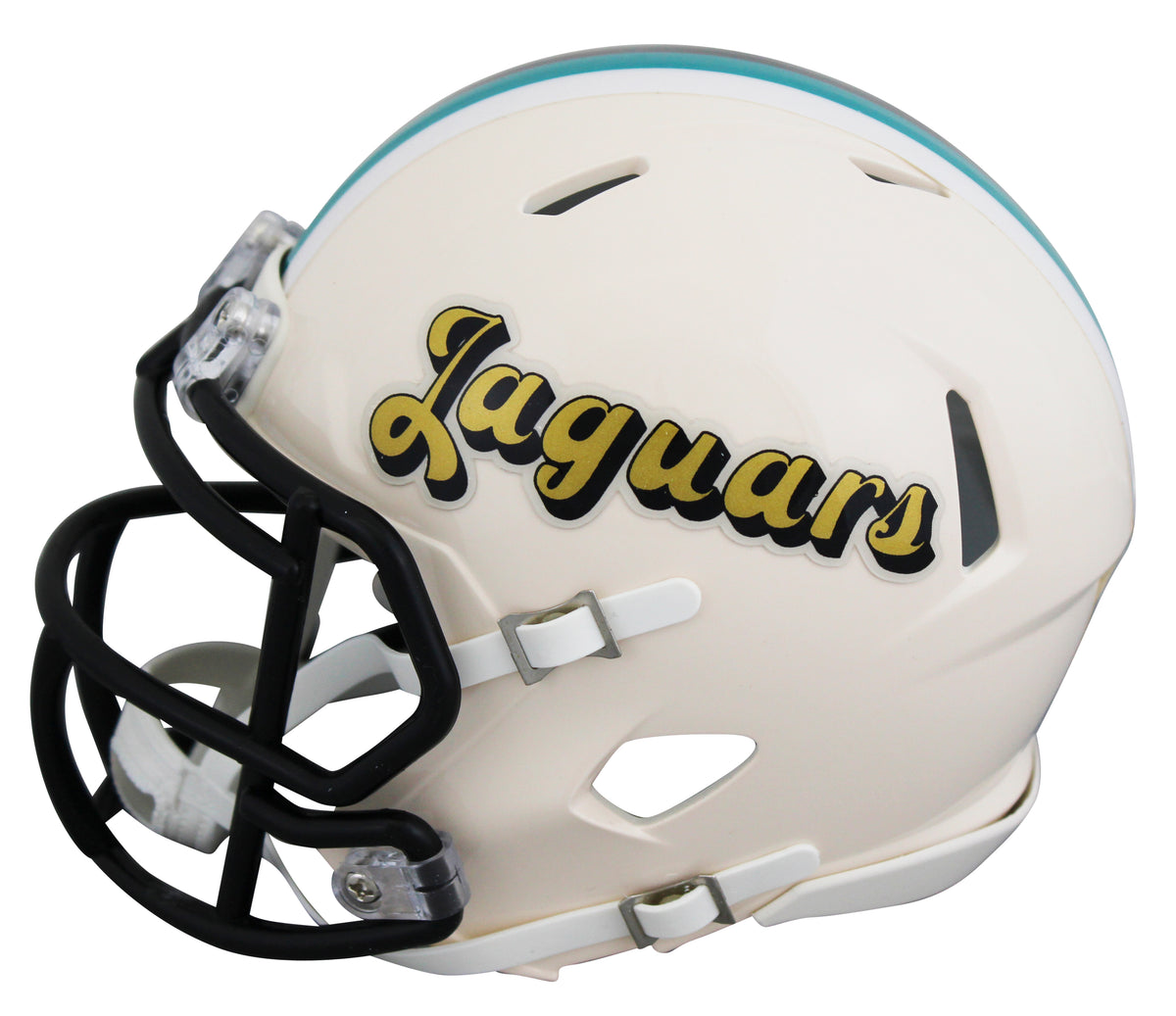 Jaguars Travis Hunter Authentic Signed Retro Speed Mini Helmet BAS Witnessed