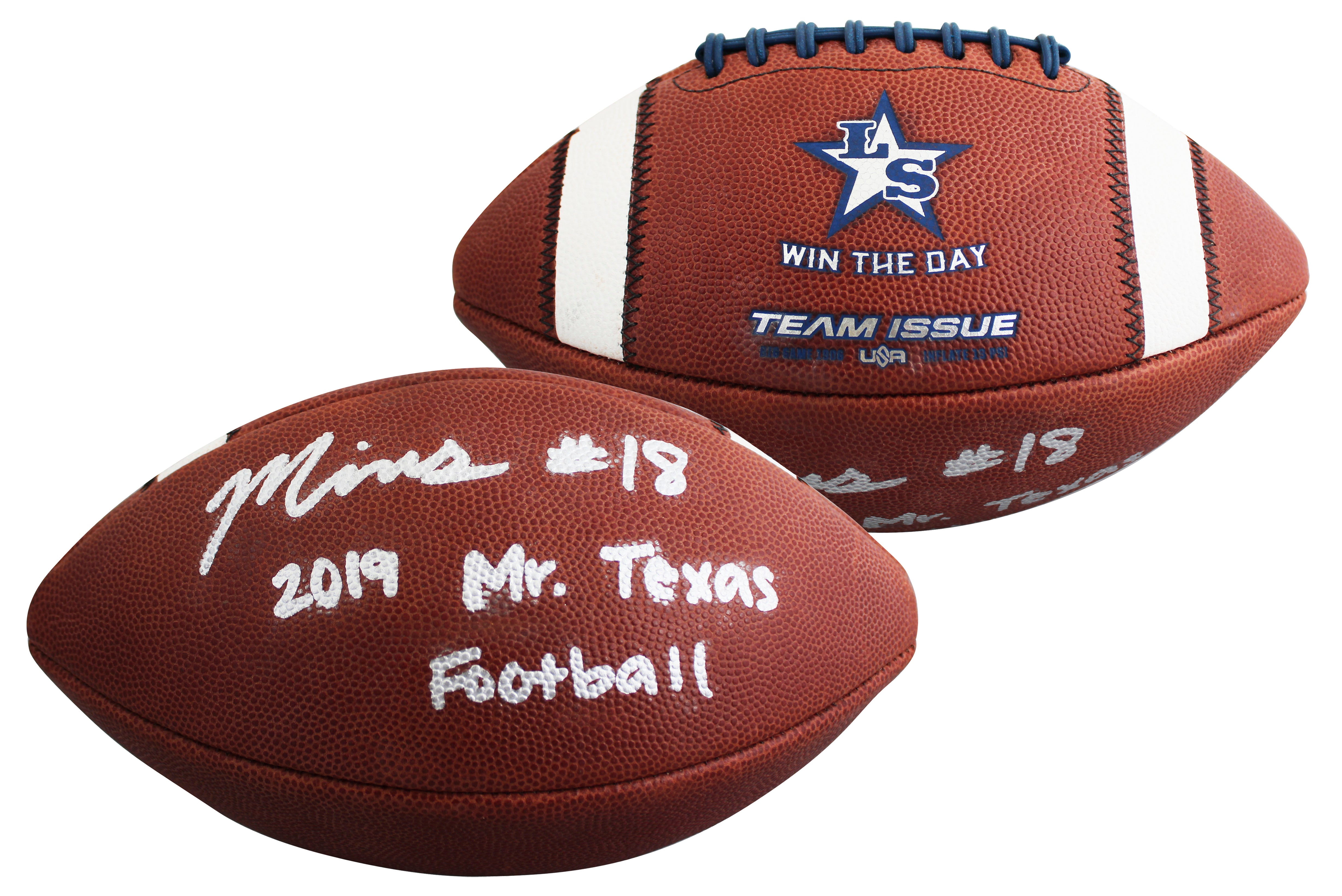Marvin Mims "2019 Mr. Texas Football" Signed LSHS Team Issue Football JSA Wit
