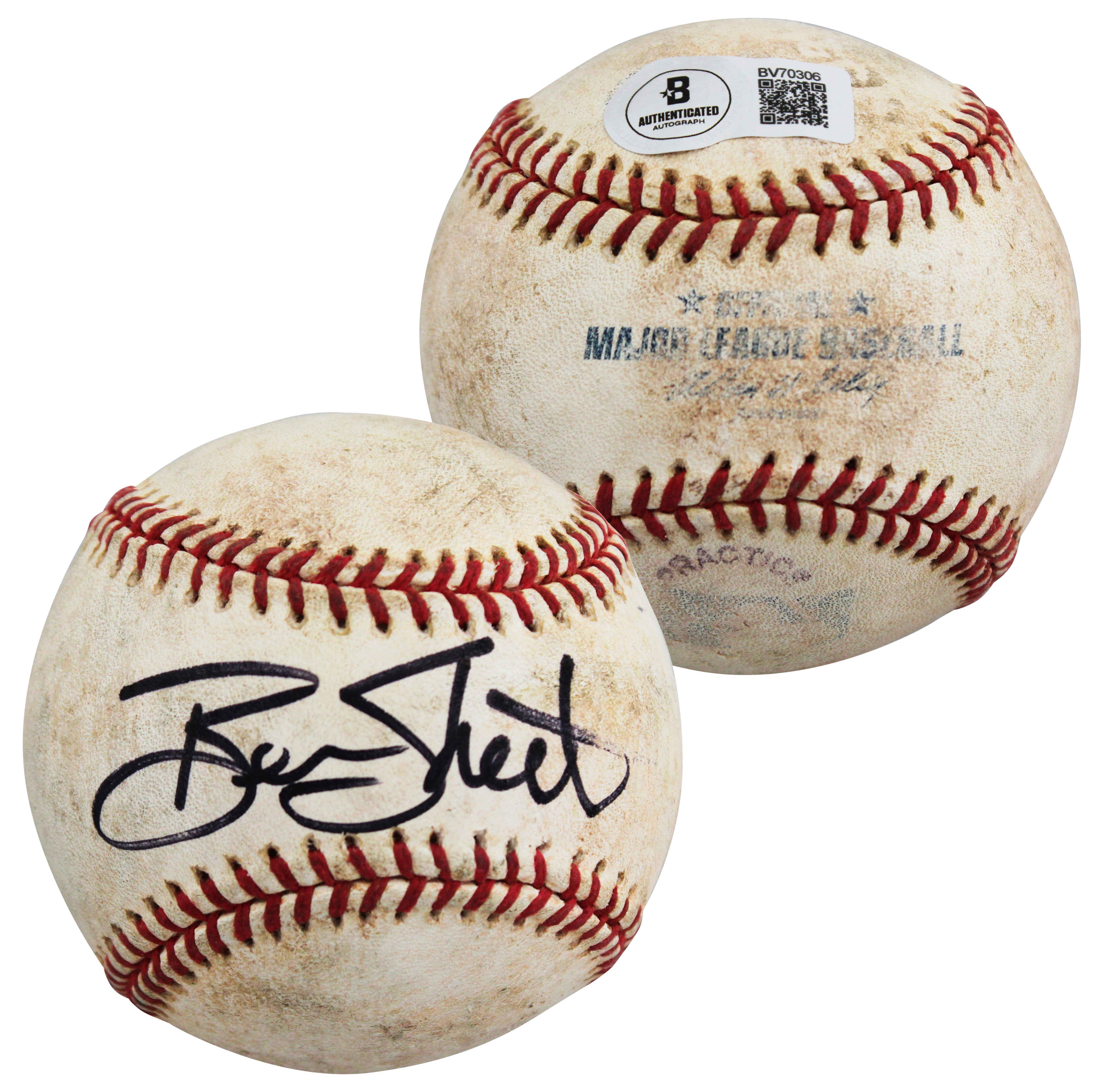 Brewers Ben Sheets Authentic Signed Game Used Selig OML Baseball BAS #BV70306