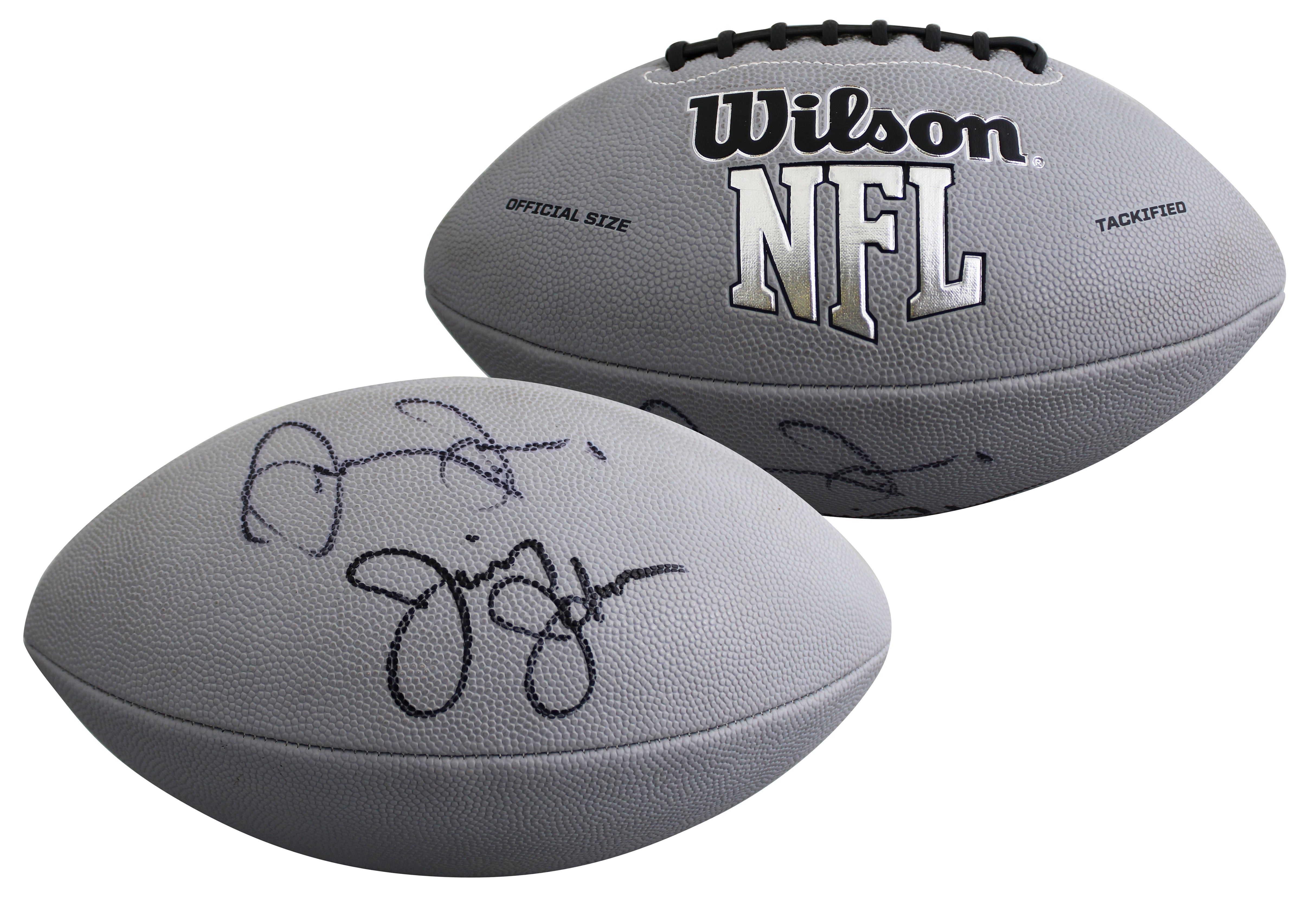 Cowboys Jerry Jones & Jimmy Johnson Signed Grey Wilson Nfl Football JSA #AN53987