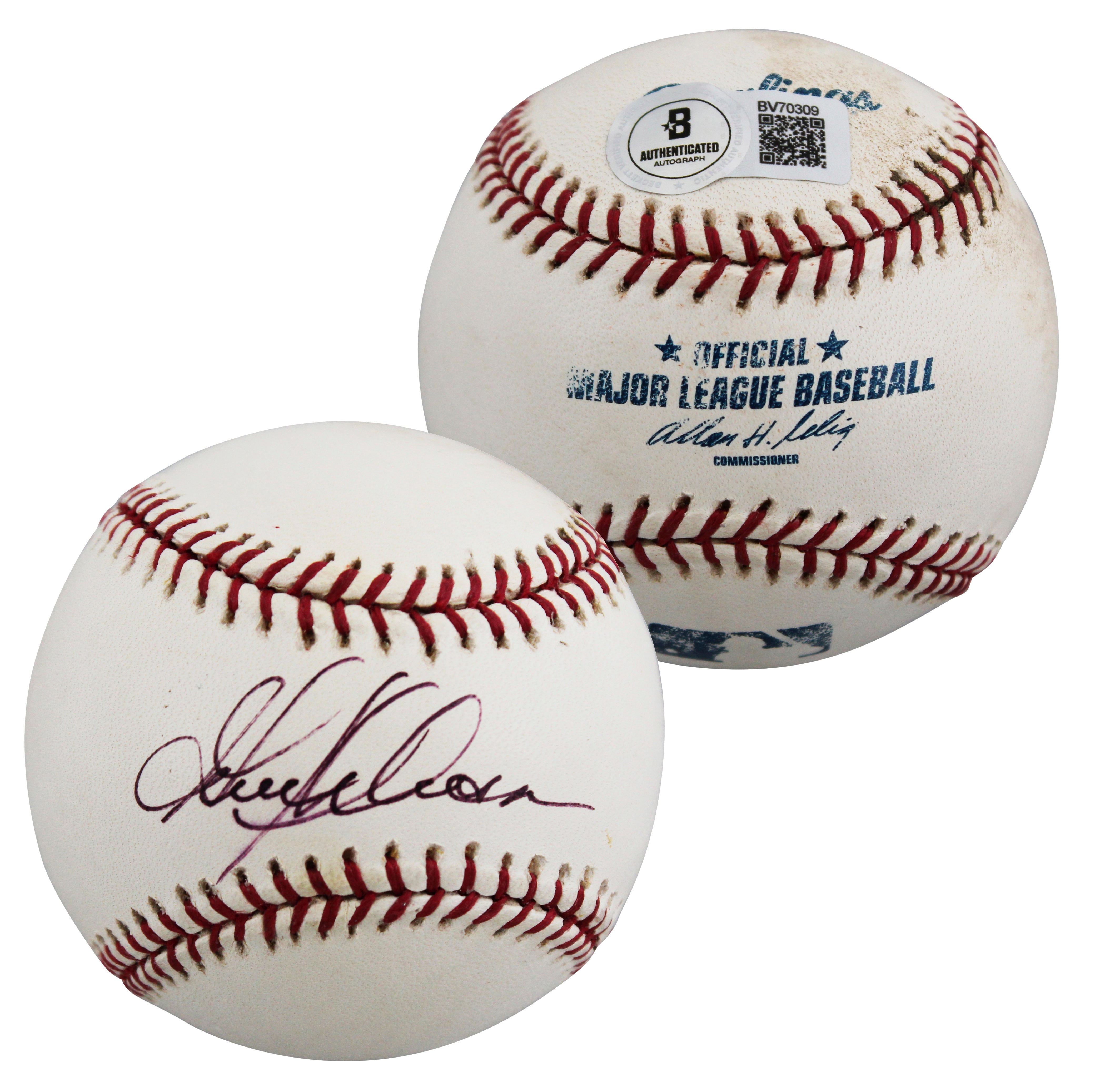 Angels Garret Anderson Authentic Signed Game Used Selig Baseball BAS #BV70309