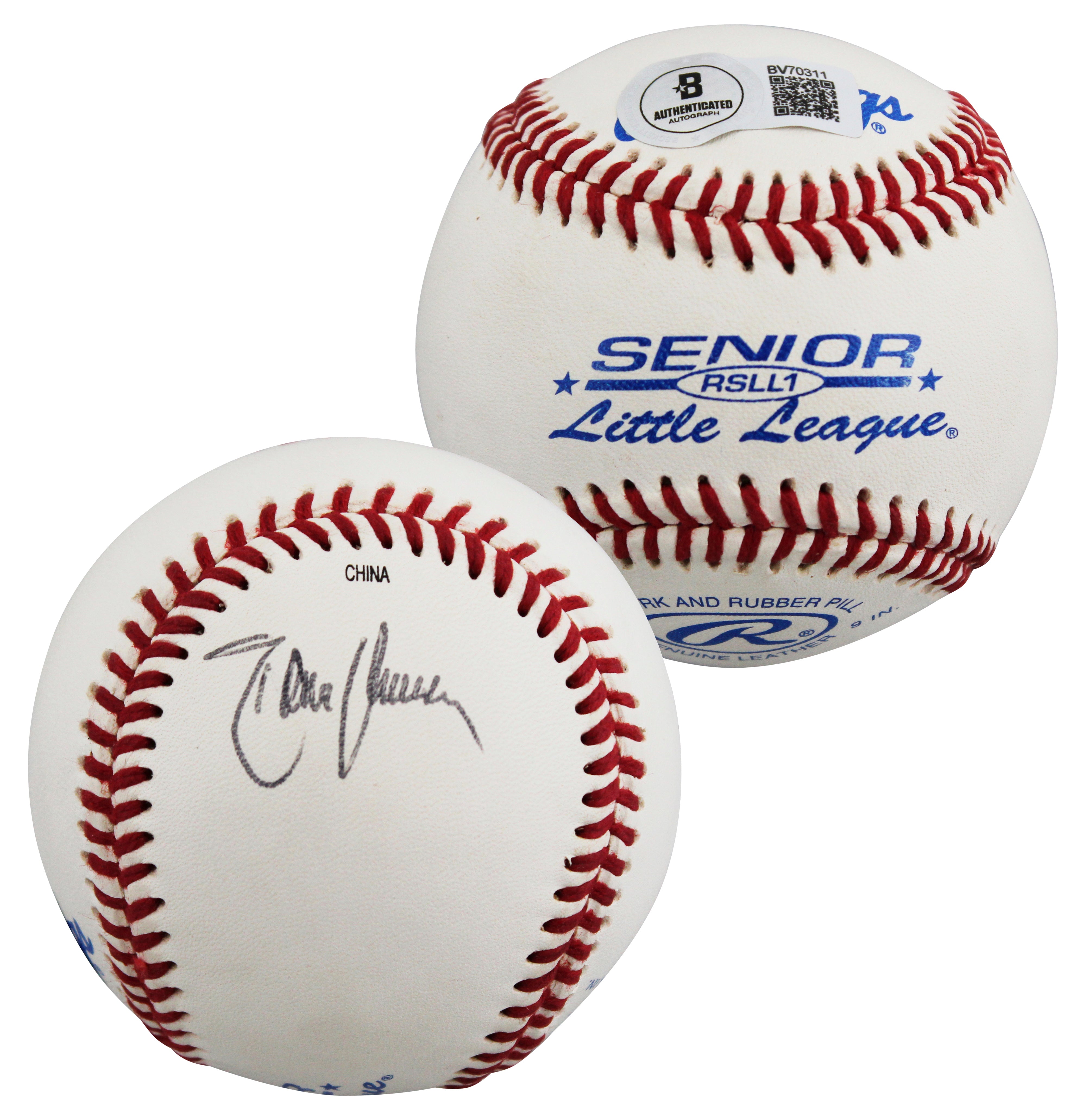 D-Backs Randy Johnson Signed Rawlings Senior Little League Baseball BAS #BV70311